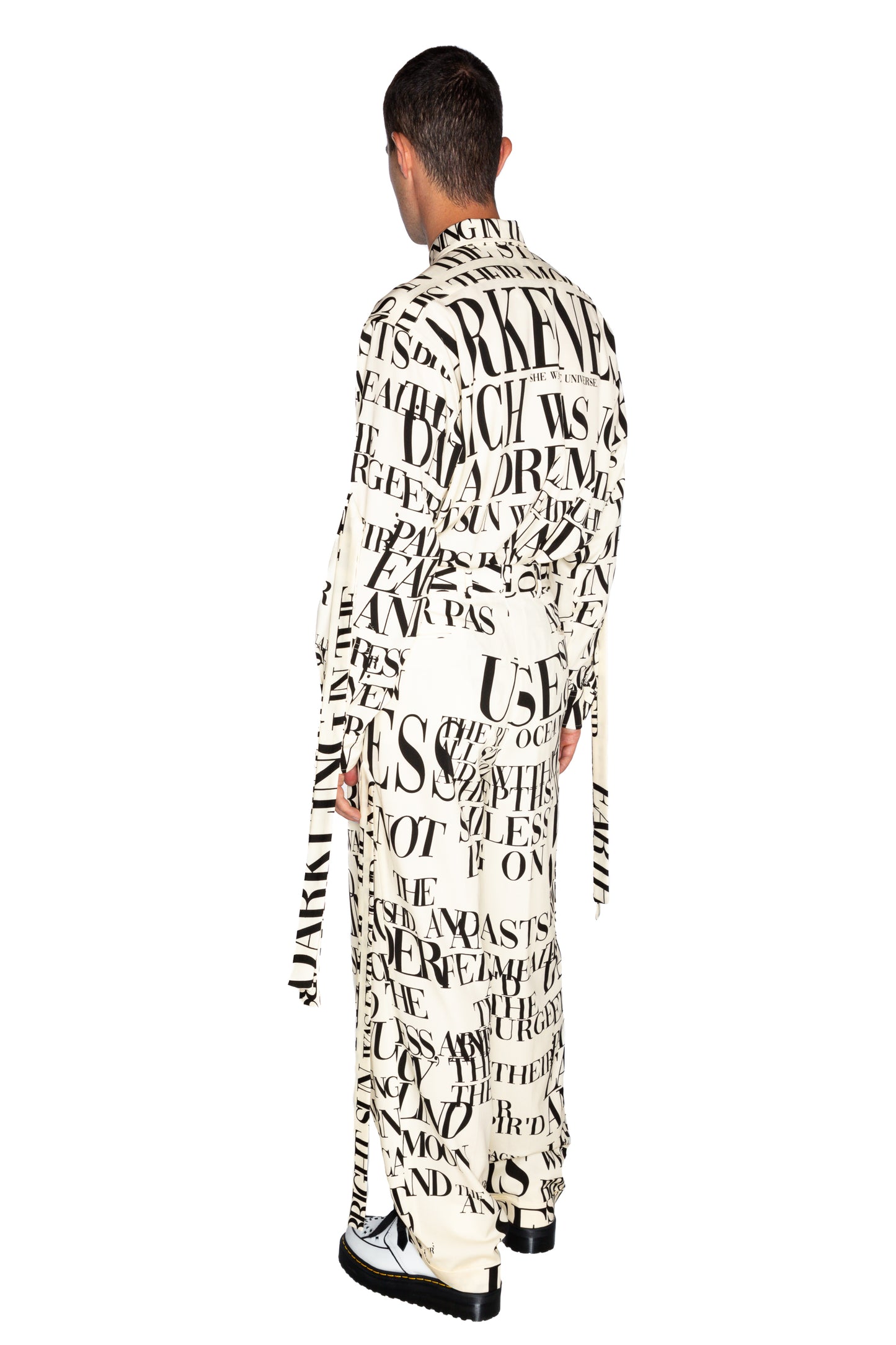 'POEME BLANC' WIDE LEG TROUSER WITH STRAPS - - Libertine