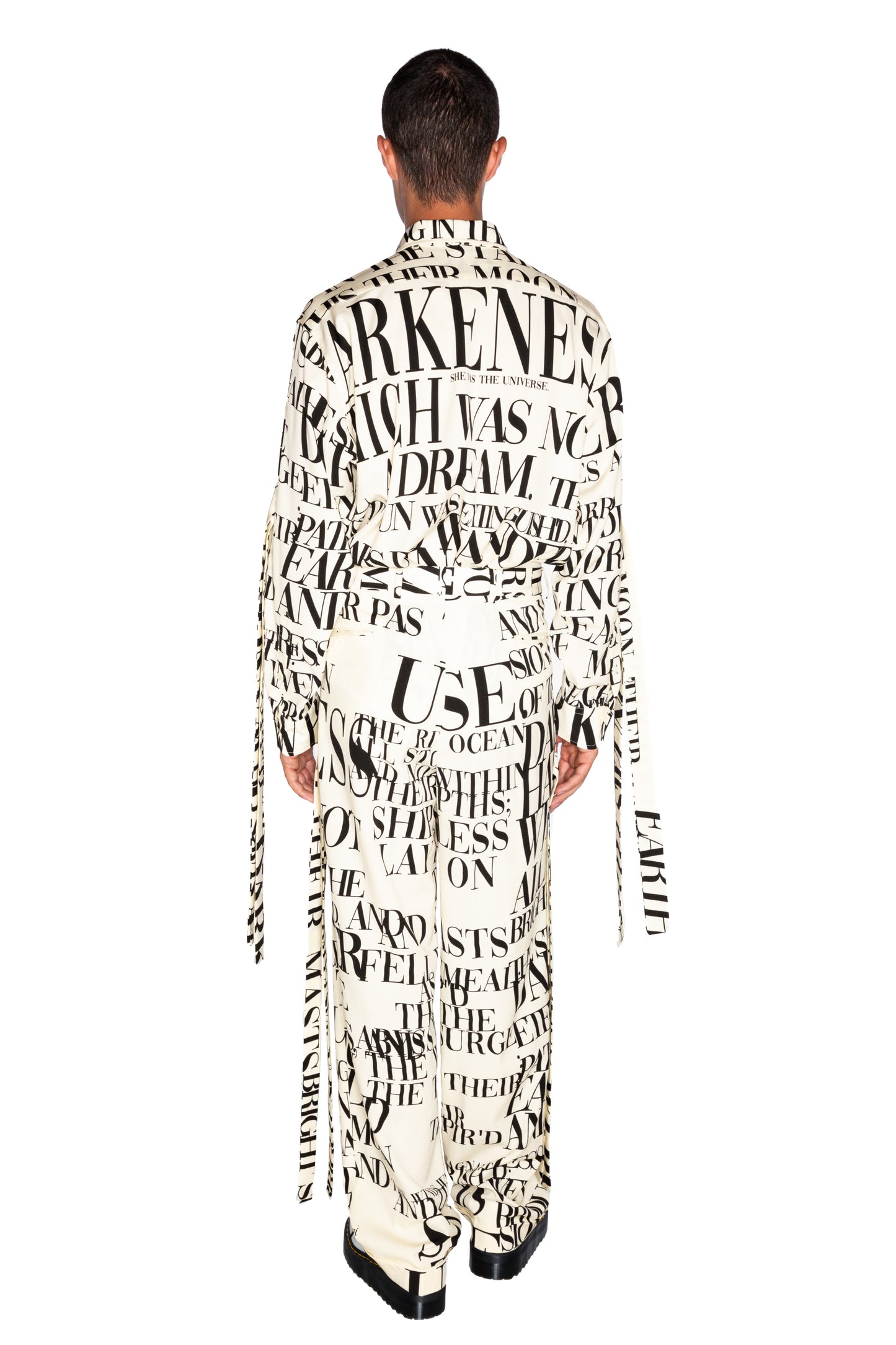 'POEME BLANC' WIDE LEG TROUSER WITH STRAPS - - Libertine