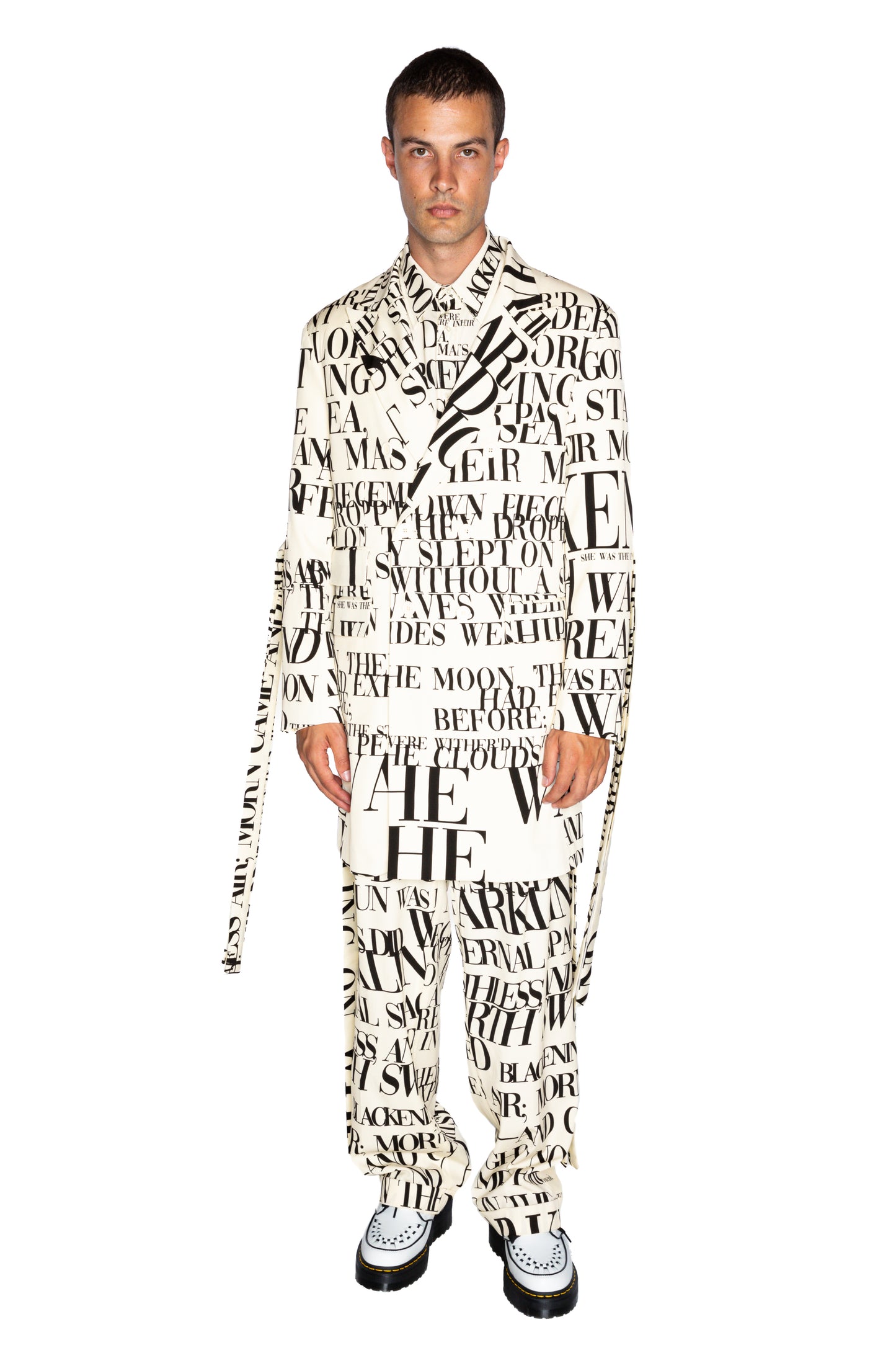 'POEME BLANC' MENS DOUBLE BREASTED COAT WITH STRAPS - - Libertine