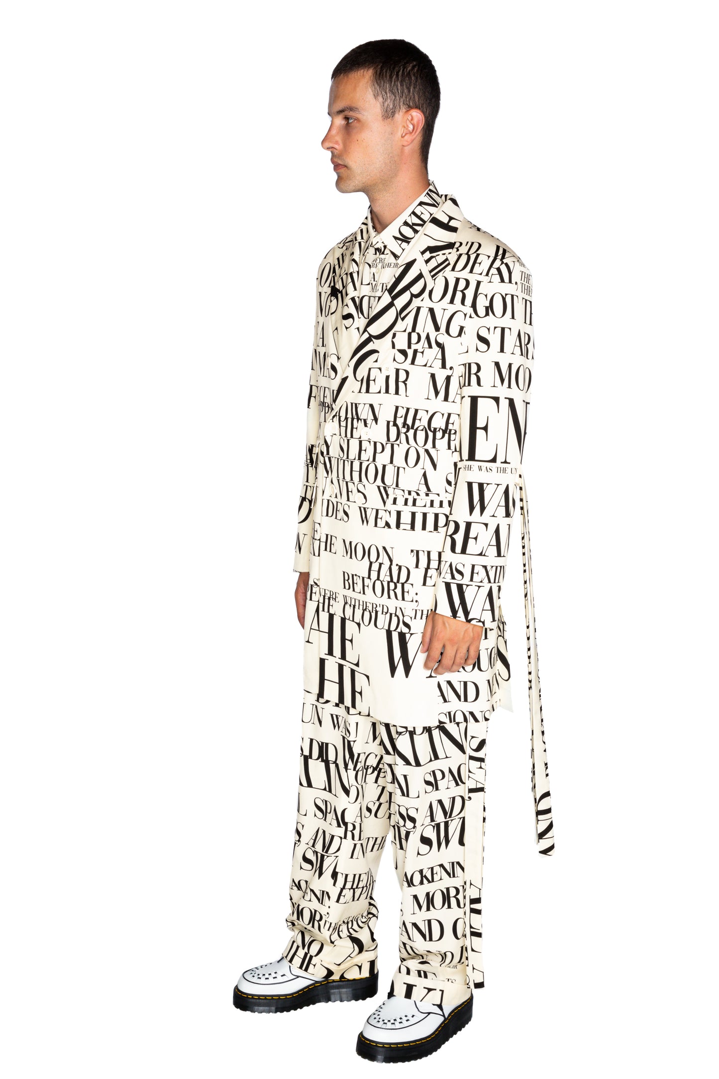 'POEME BLANC' MENS DOUBLE BREASTED COAT WITH STRAPS - - Libertine