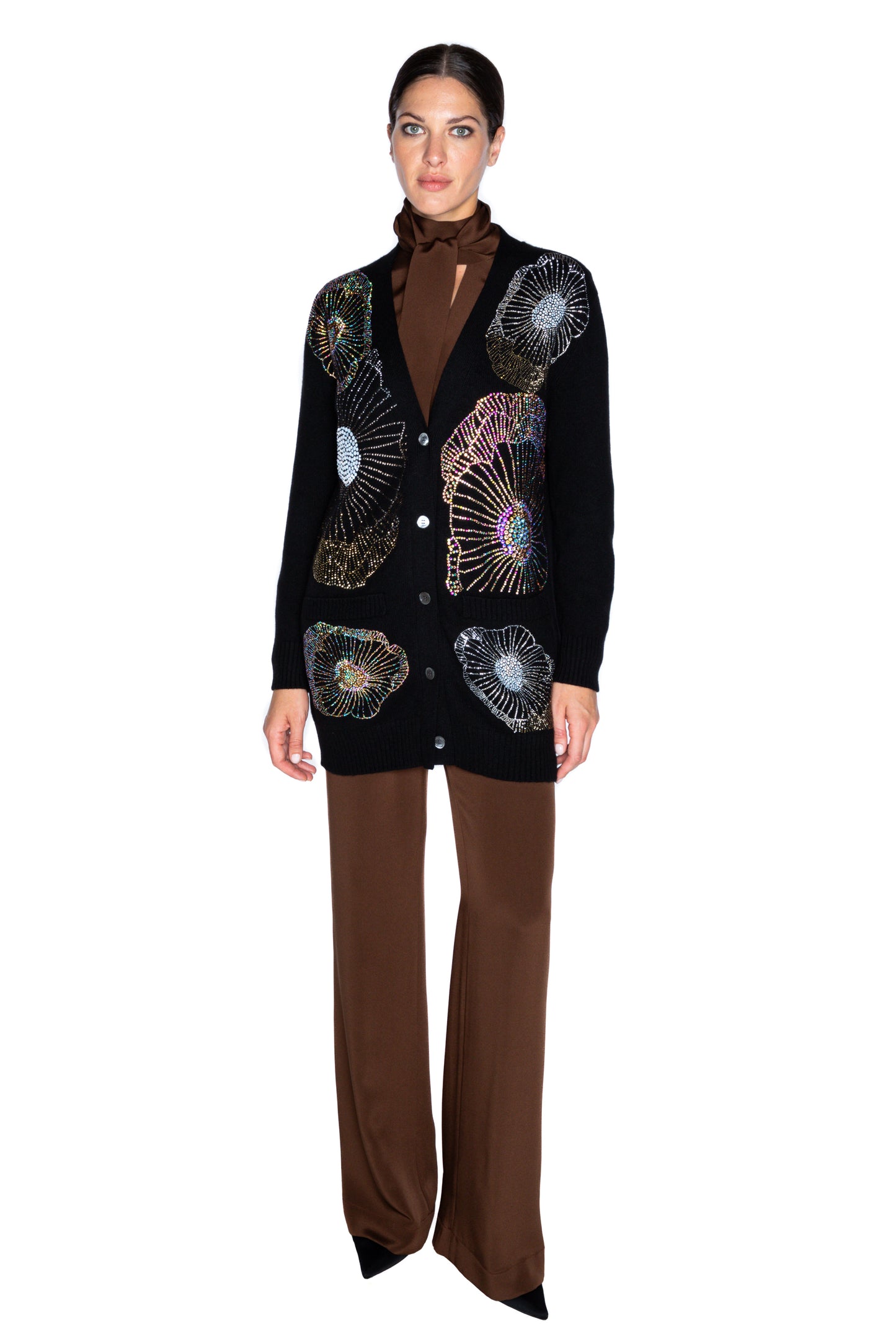 'GARDENIA' BLACK OVERSIZED CARDIGAN - - Libertine