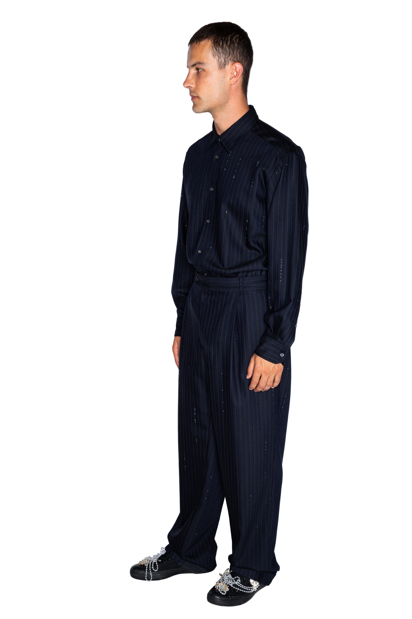 'CRYSTAL PINSTRIPE' WIDE LEG TROUSER - - Libertine