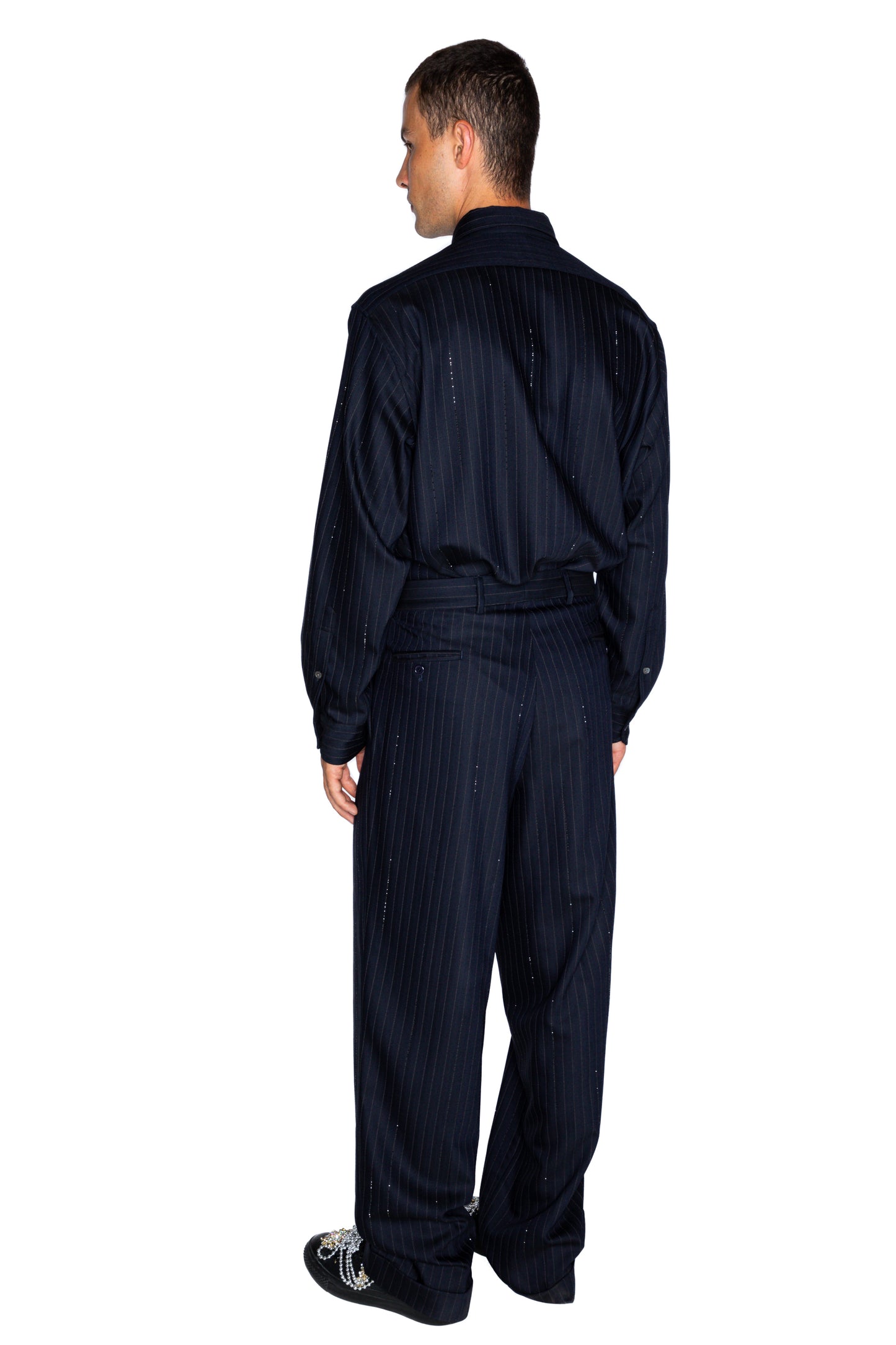 'CRYSTAL PINSTRIPE' WIDE LEG TROUSER - - Libertine