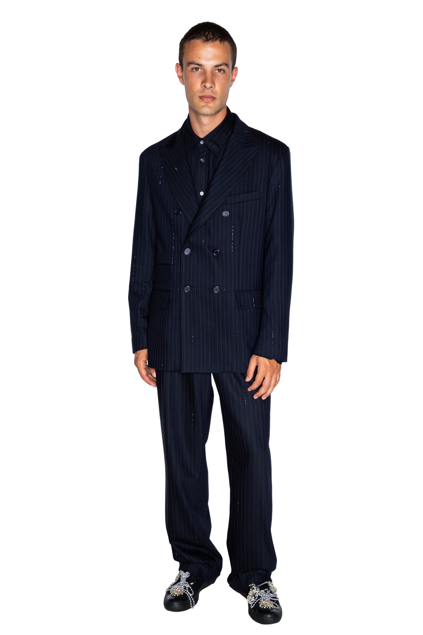 'CRYSTAL PINSTRIPE' DOUBLE BREASTED JACKET - - Libertine