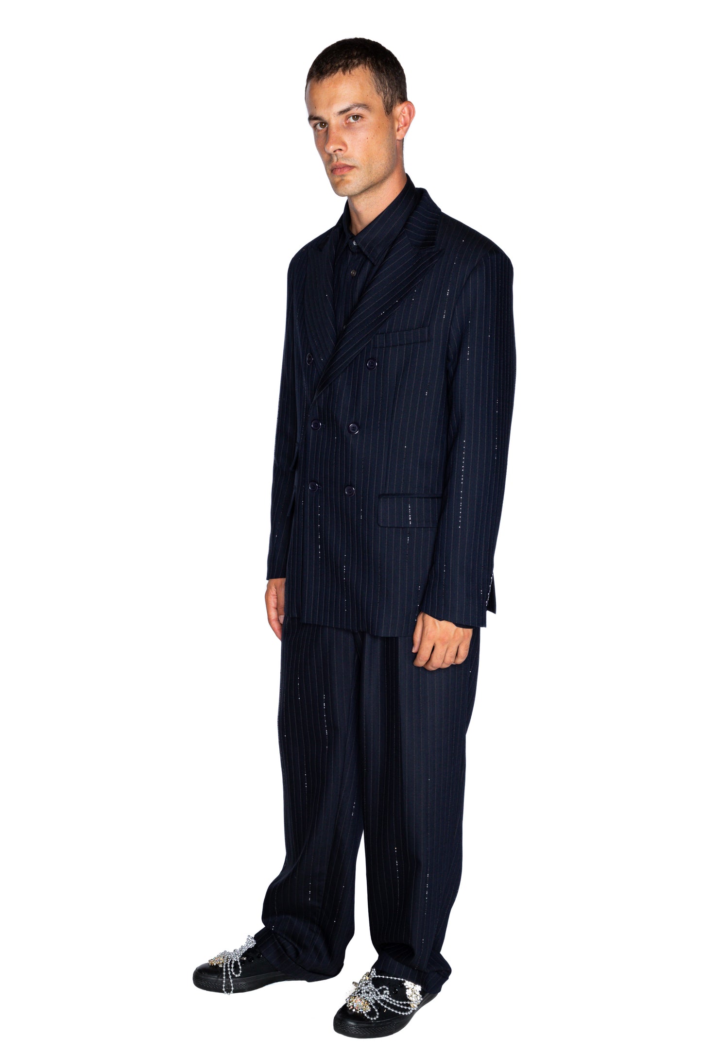 'CRYSTAL PINSTRIPE' DOUBLE BREASTED JACKET - - Libertine