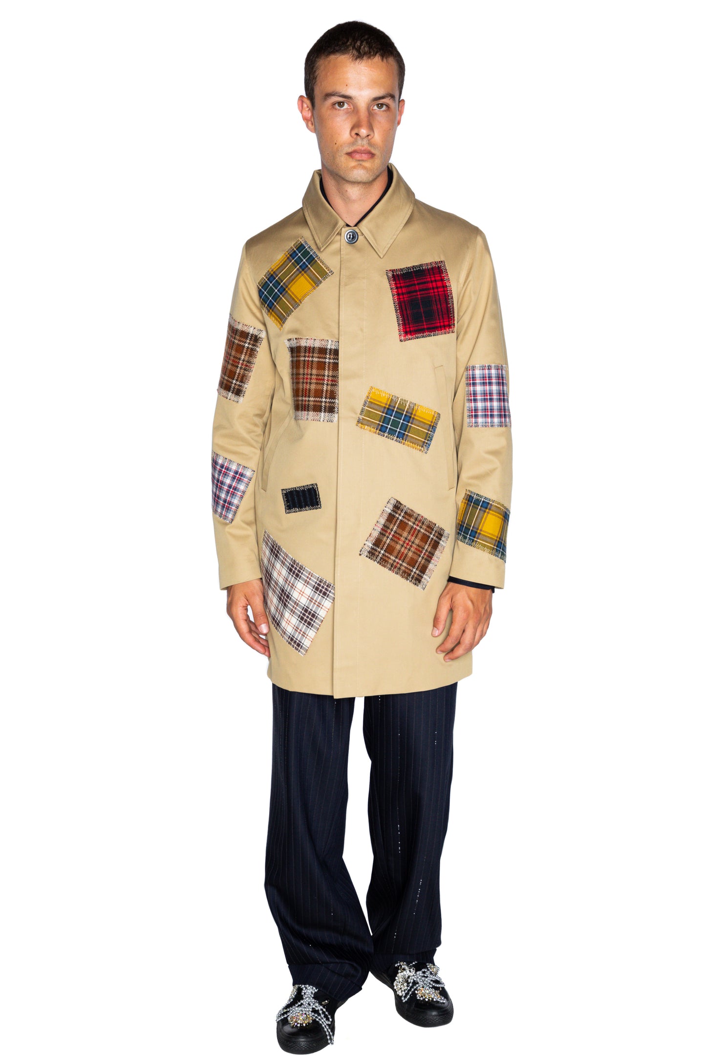 'PATCH HAPPY' KHAKI MAC COAT - - Libertine