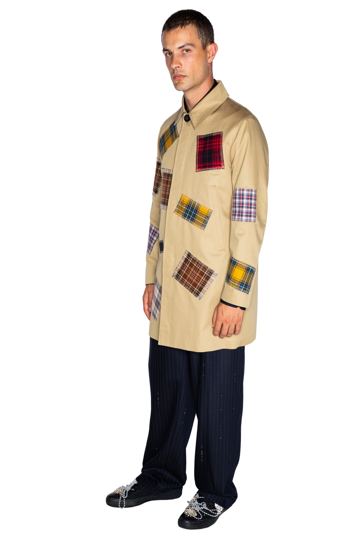 'PATCH HAPPY' KHAKI MAC COAT - - Libertine