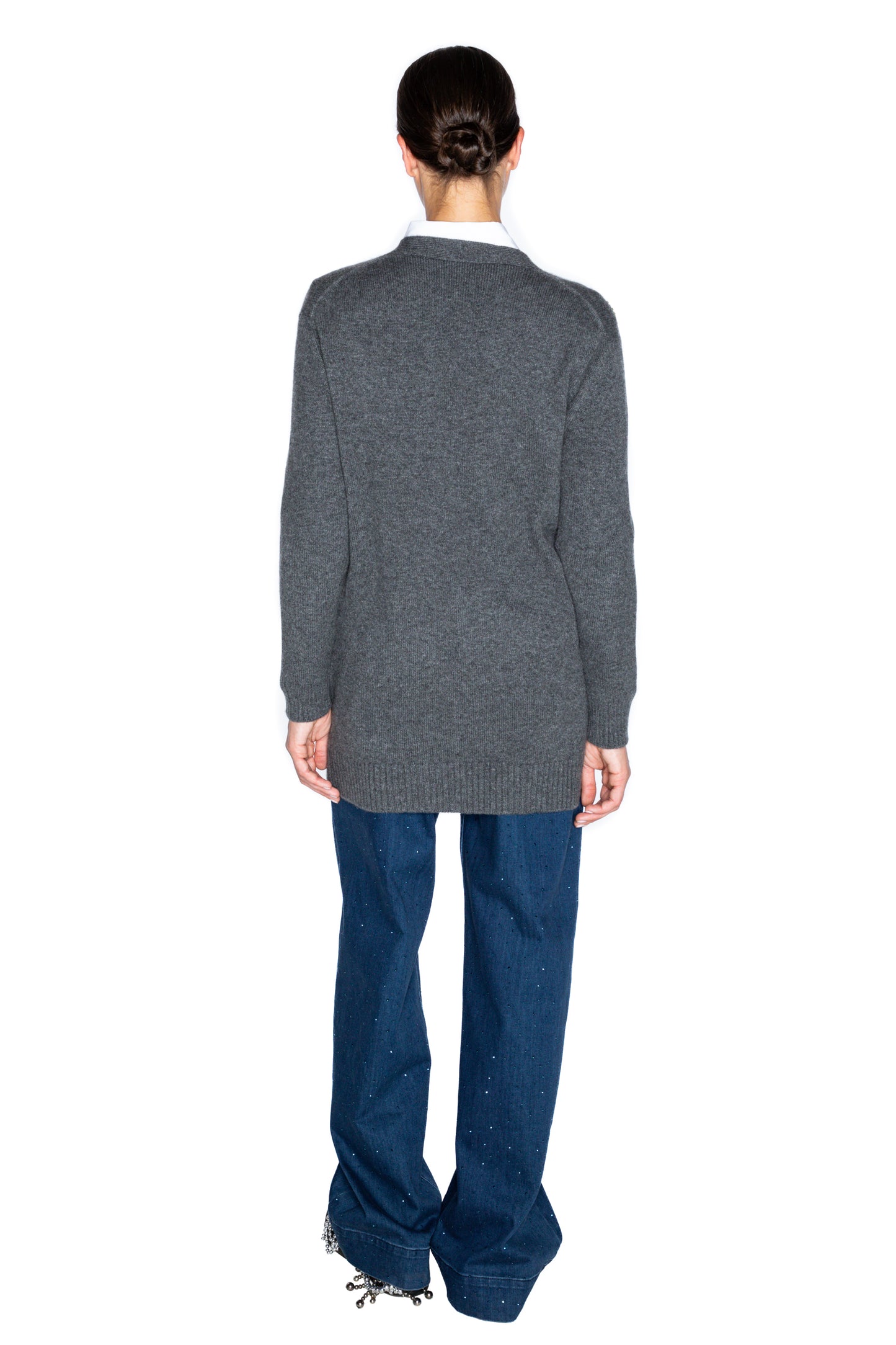 'GEOMETRIC' OVERSIZED CHARCOAL CARDIGAN - - Libertine