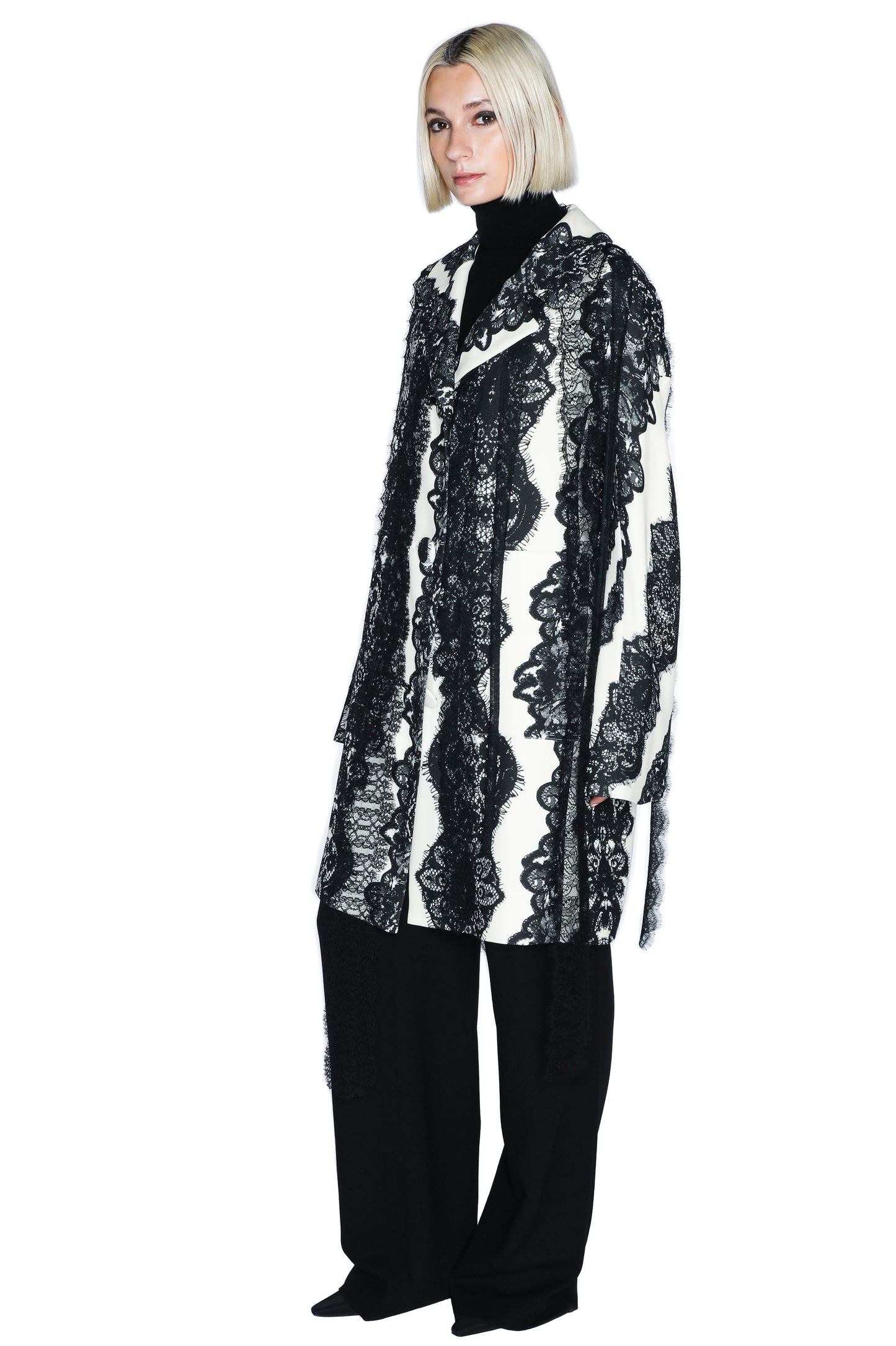 'VENETIAN LACE' TROMPE L'OEIL L/S PATCH POCKET COAT - - Libertine