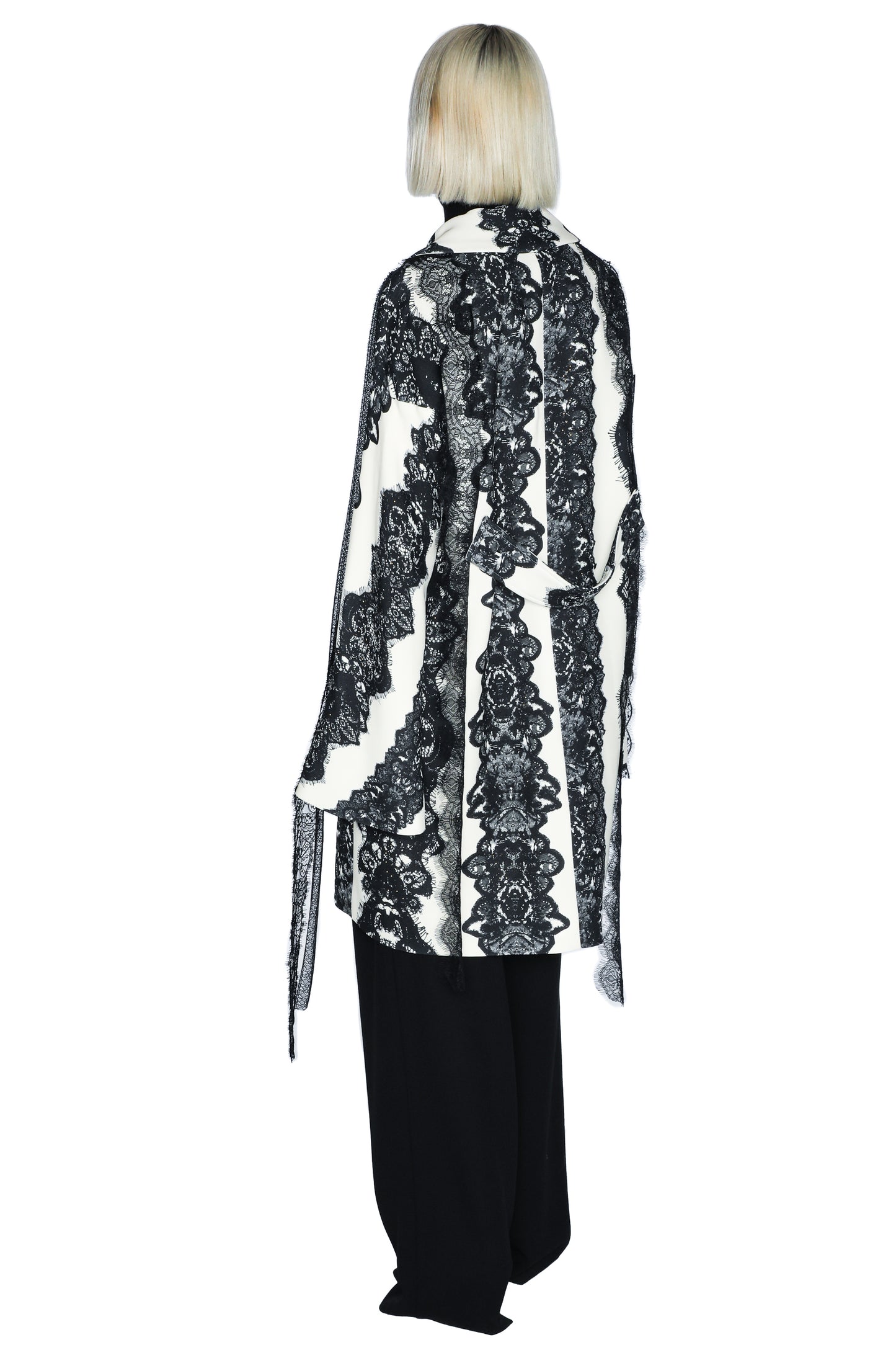 'VENETIAN LACE' TROMPE L'OEIL L/S PATCH POCKET COAT - - Libertine