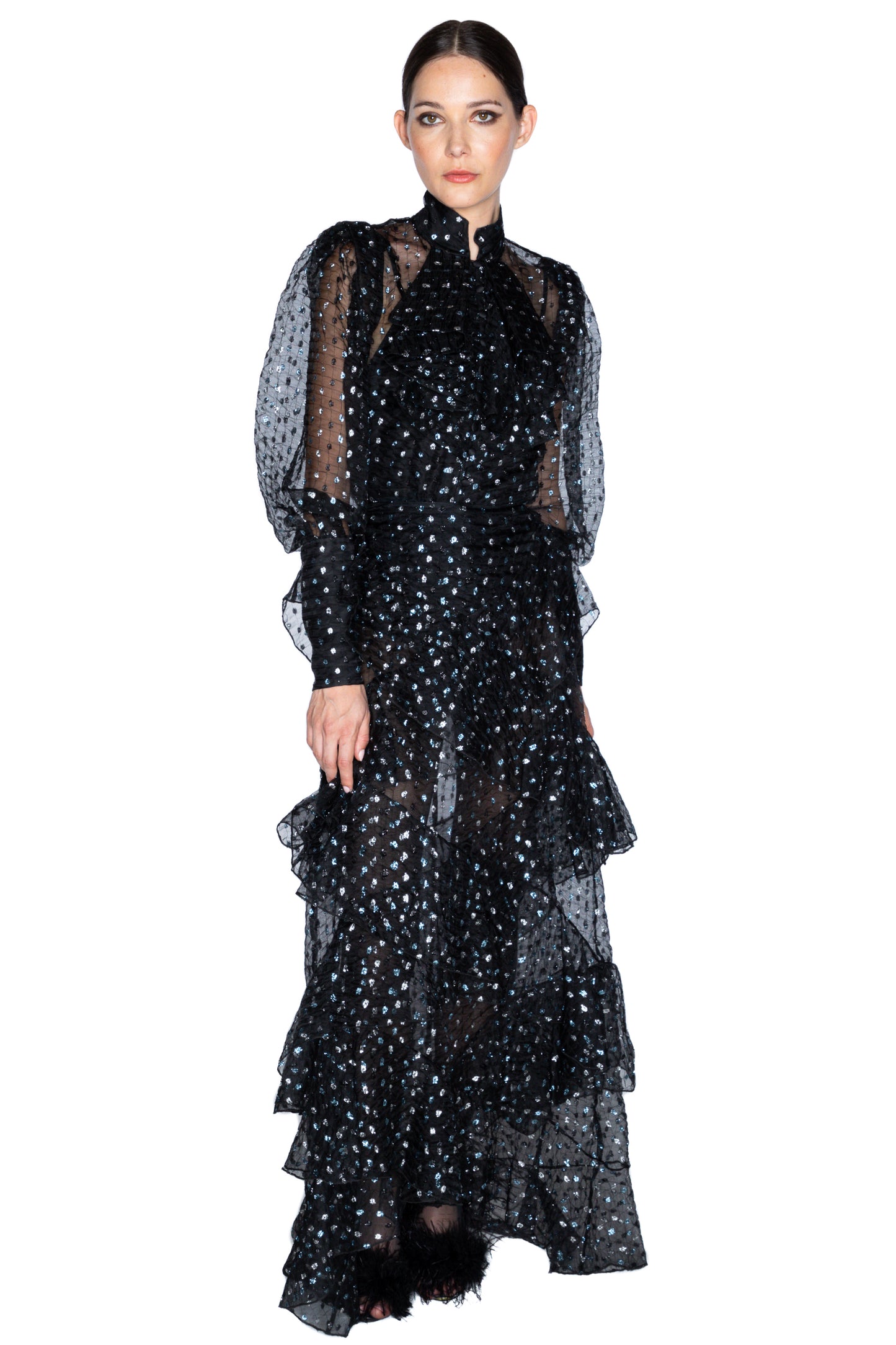 'SPARKLE DOT' LONG RUFFLE SKIRT - - Libertine