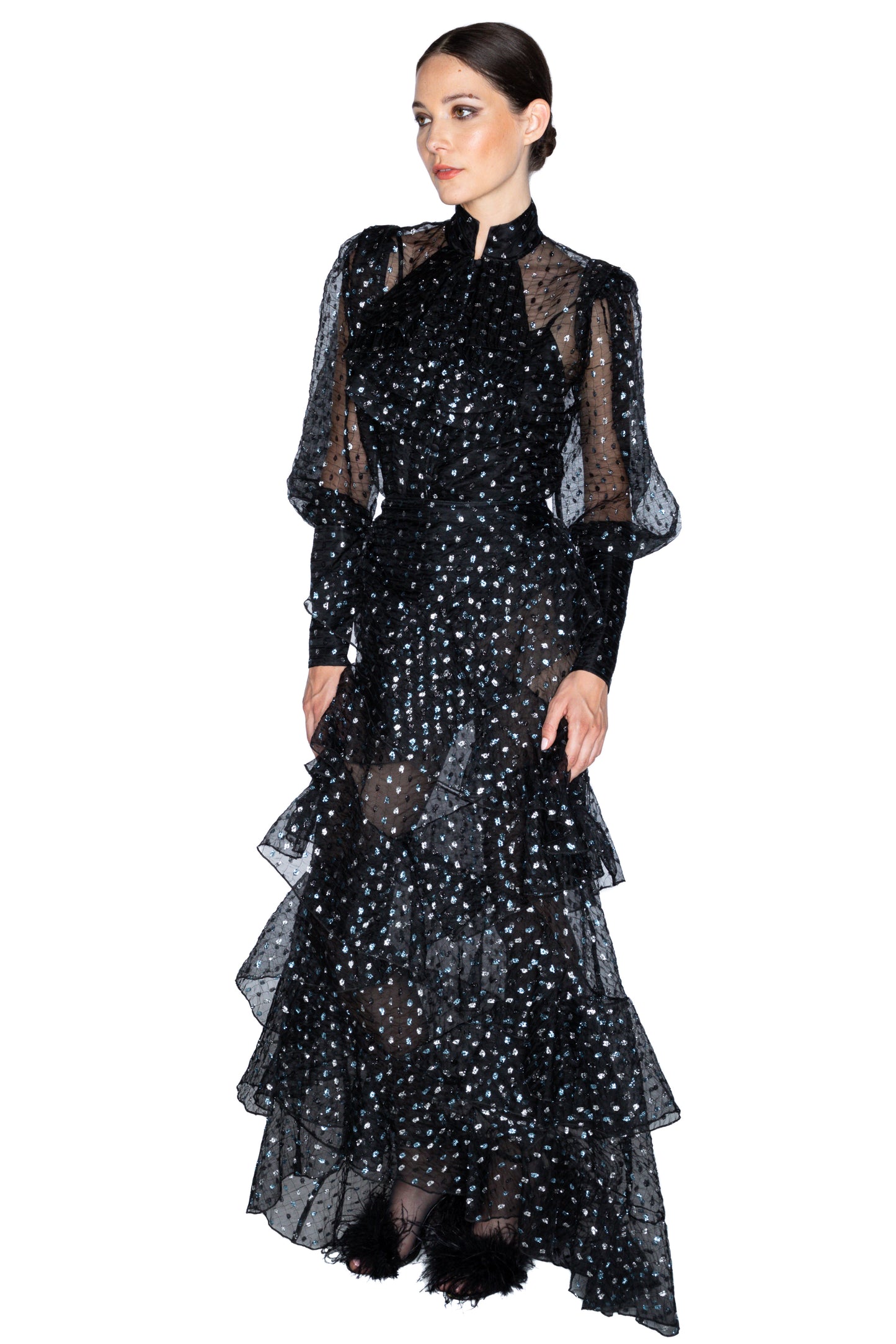 'SPARKLE DOT' LONG RUFFLE SKIRT - - Libertine