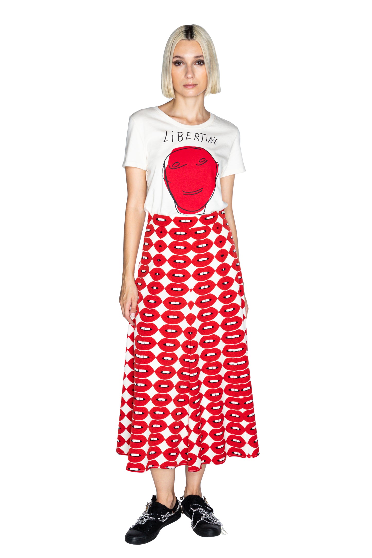 'FRENCH KISSING IN THE USA' TULIP SKIRT - - Libertine