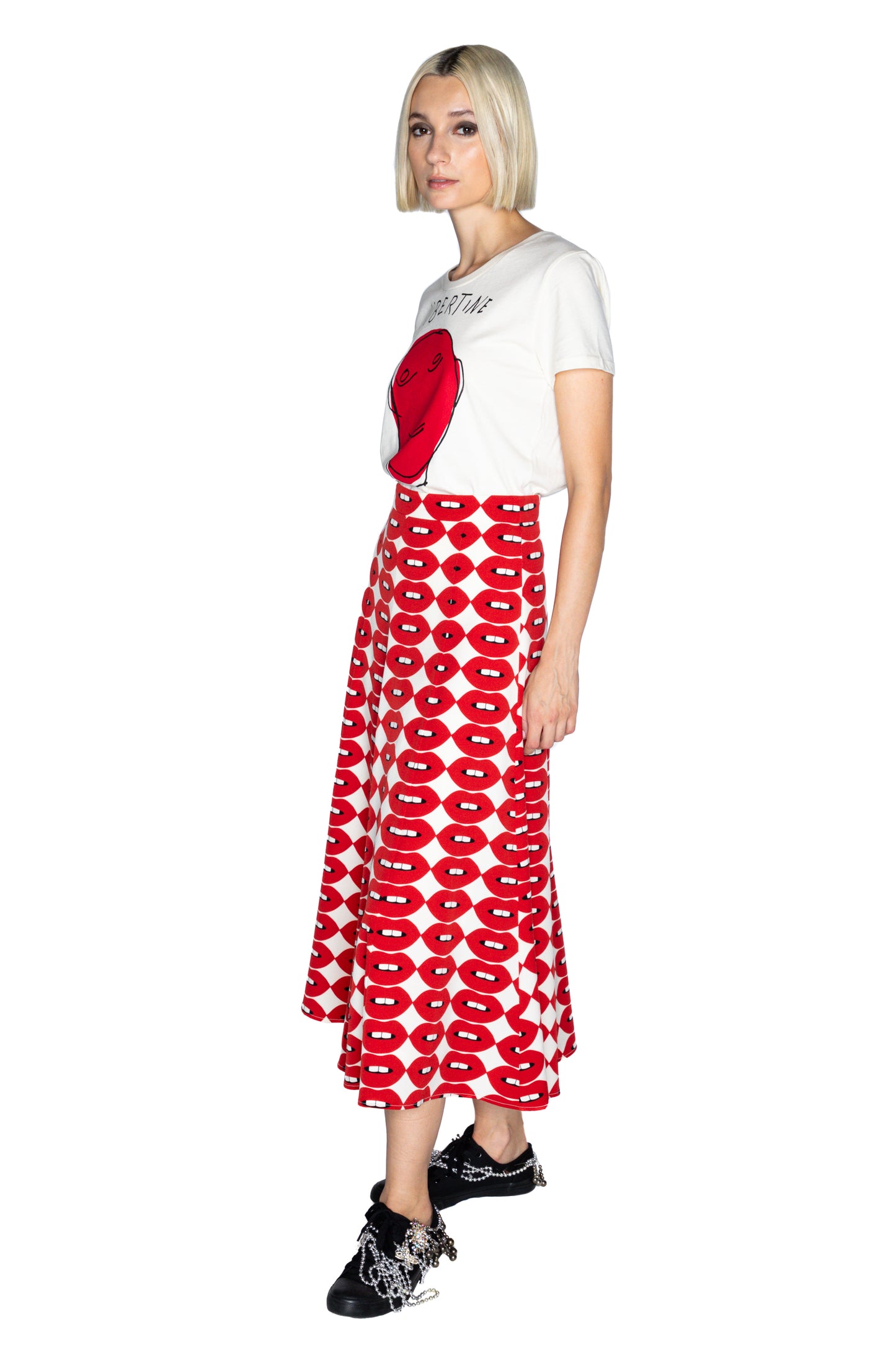 'FRENCH KISSING IN THE USA' TULIP SKIRT - - Libertine
