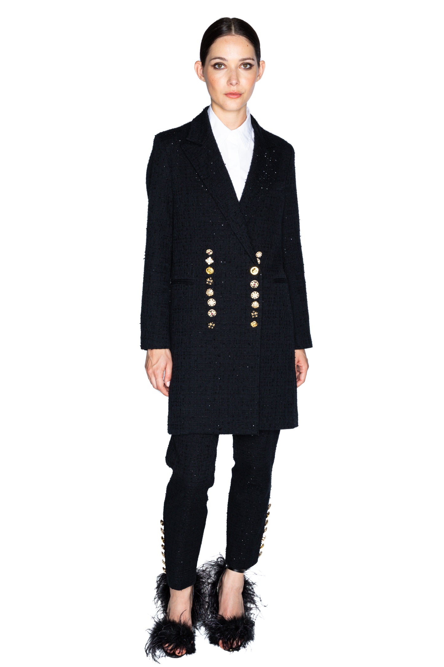 'BUTTON LUXE' MIDI LENGTH DOUBLE BREASTED COAT - - Libertine