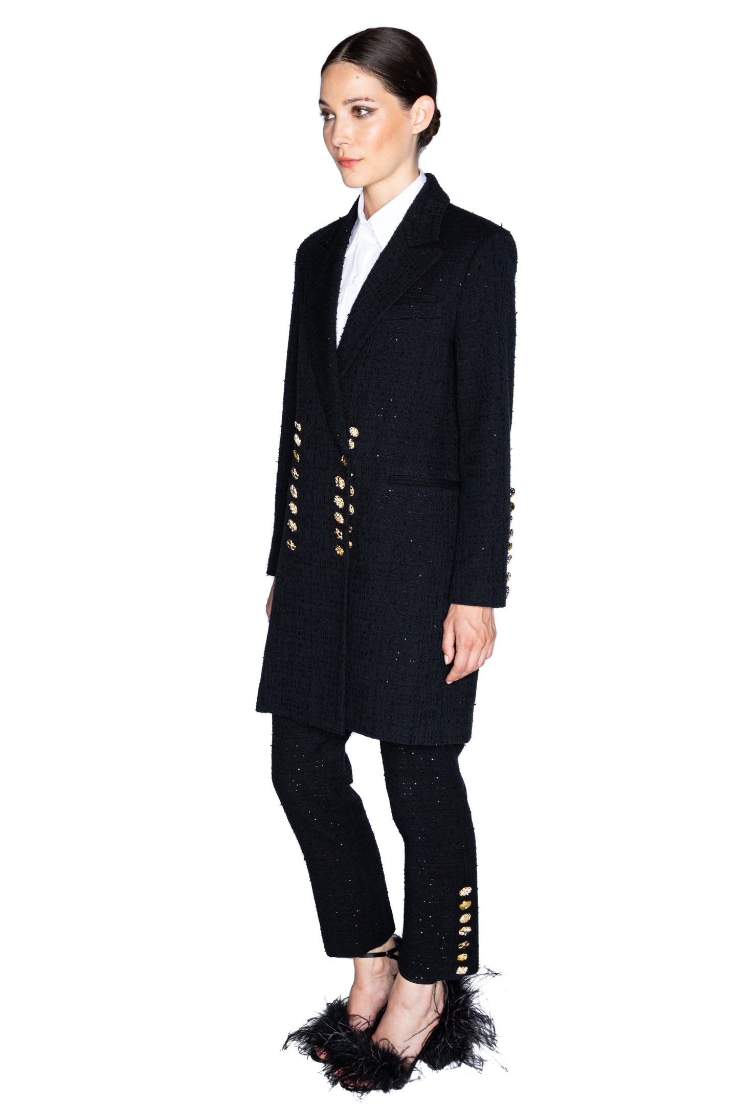 'BUTTON LUXE' MIDI LENGTH DOUBLE BREASTED COAT - - Libertine