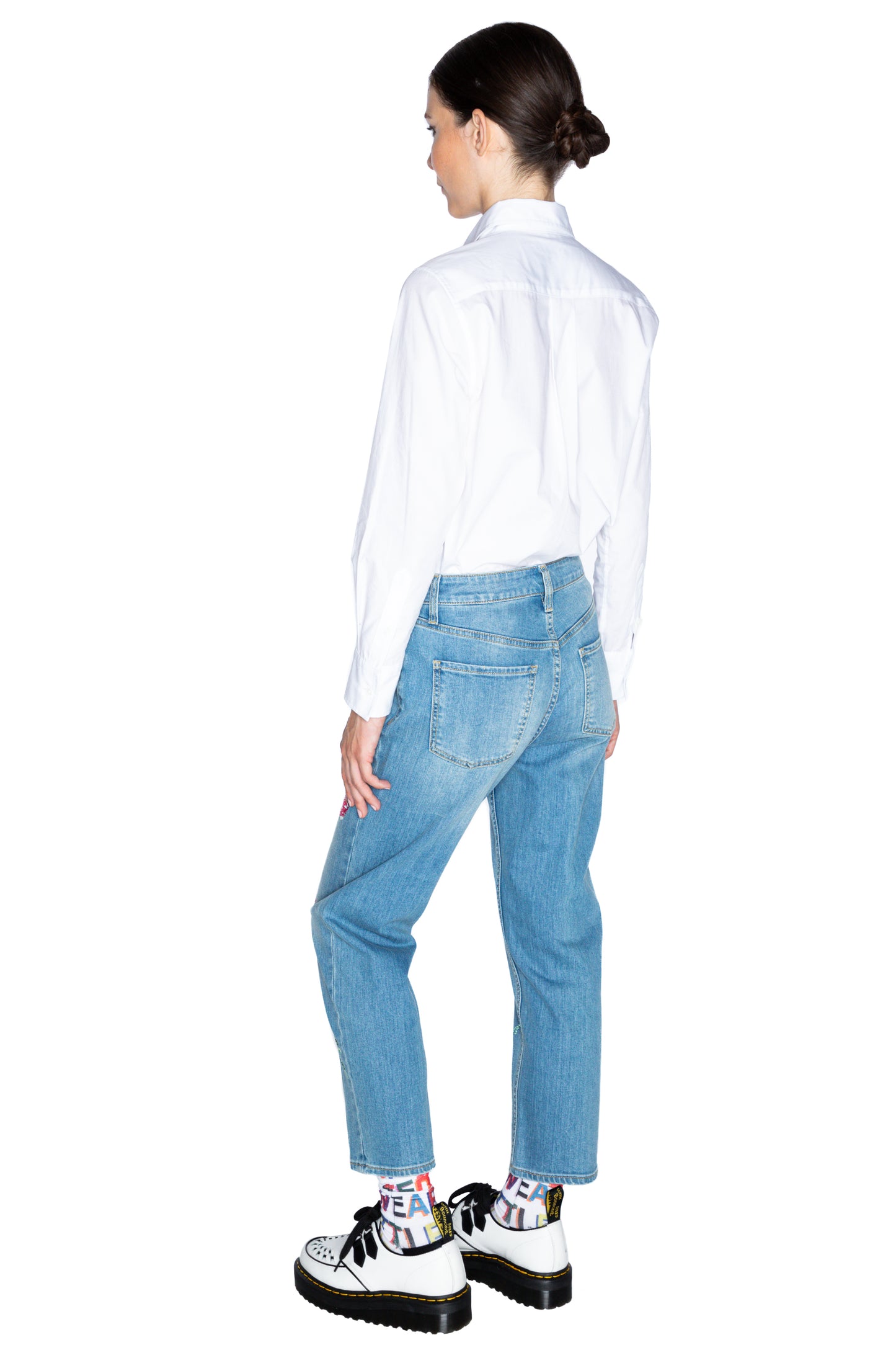 'CECIL BEATON PINK CARNATION' CRYSTAL BOYFRIEND JEAN - - Libertine