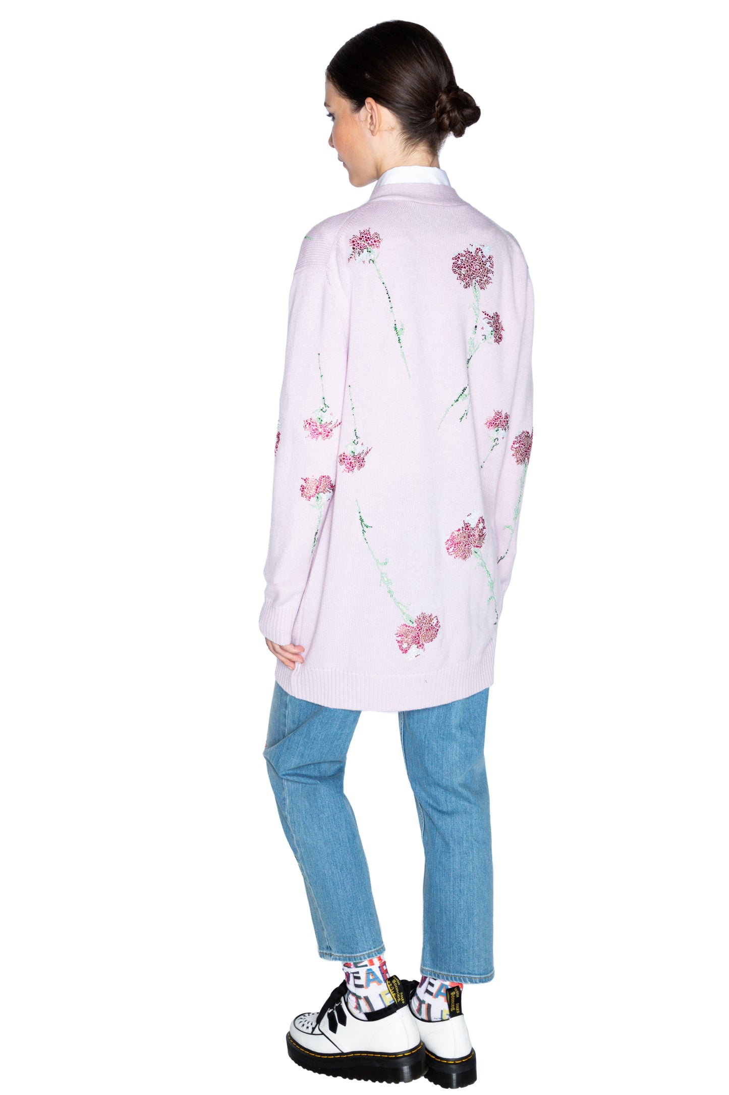 'CECIL BEATON PINK CARNATION' LILAC OVERSIZED CARDIGAN - - Libertine