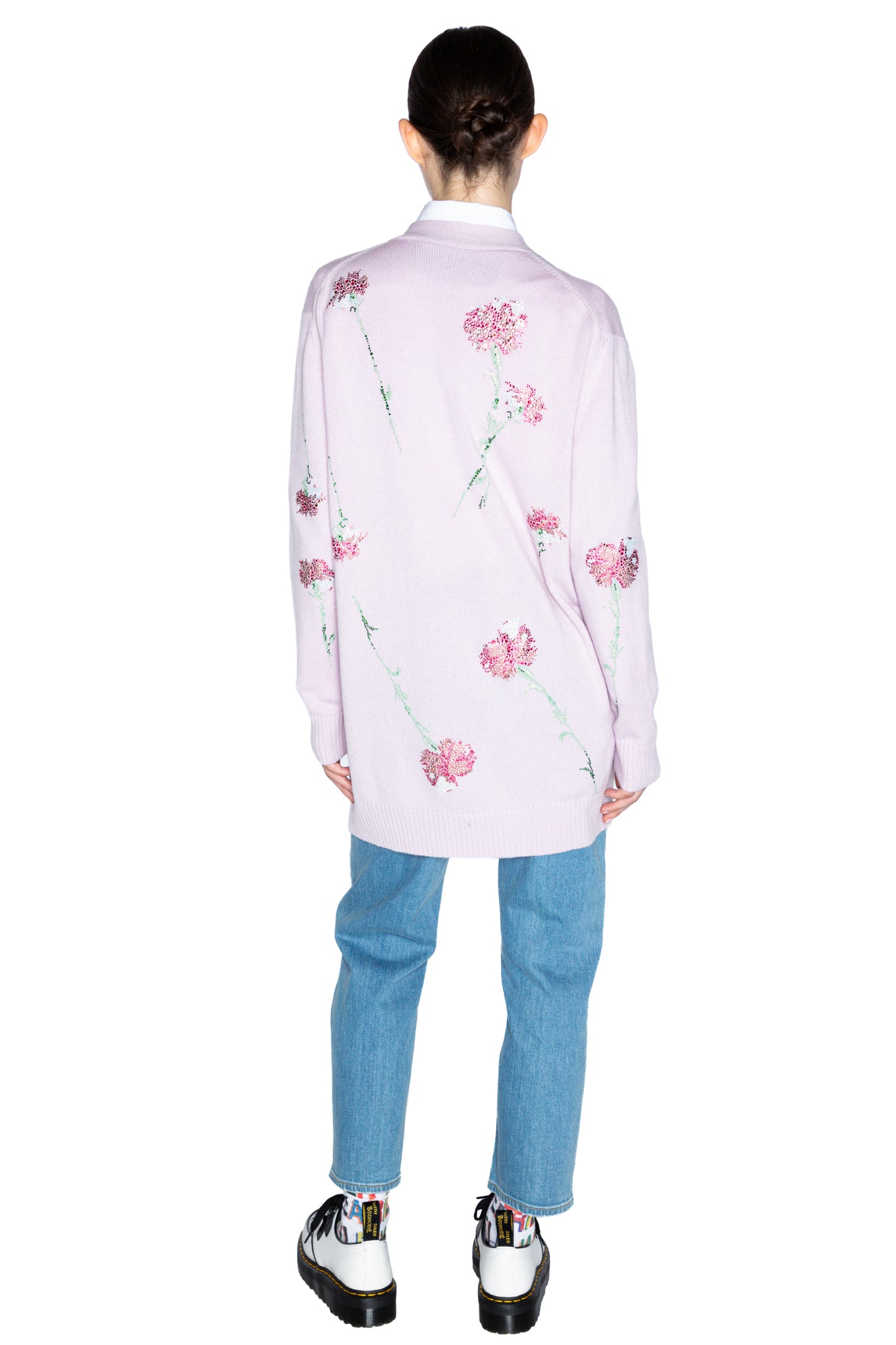 'CECIL BEATON PINK CARNATION' LILAC OVERSIZED CARDIGAN - - Libertine