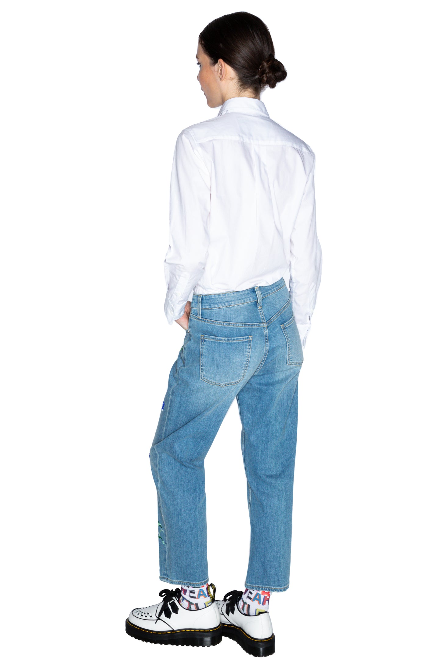 'CECIL BEATON BLUE CARNATION' CRYSTAL BOYFRIEND JEAN - PANTS - Libertine