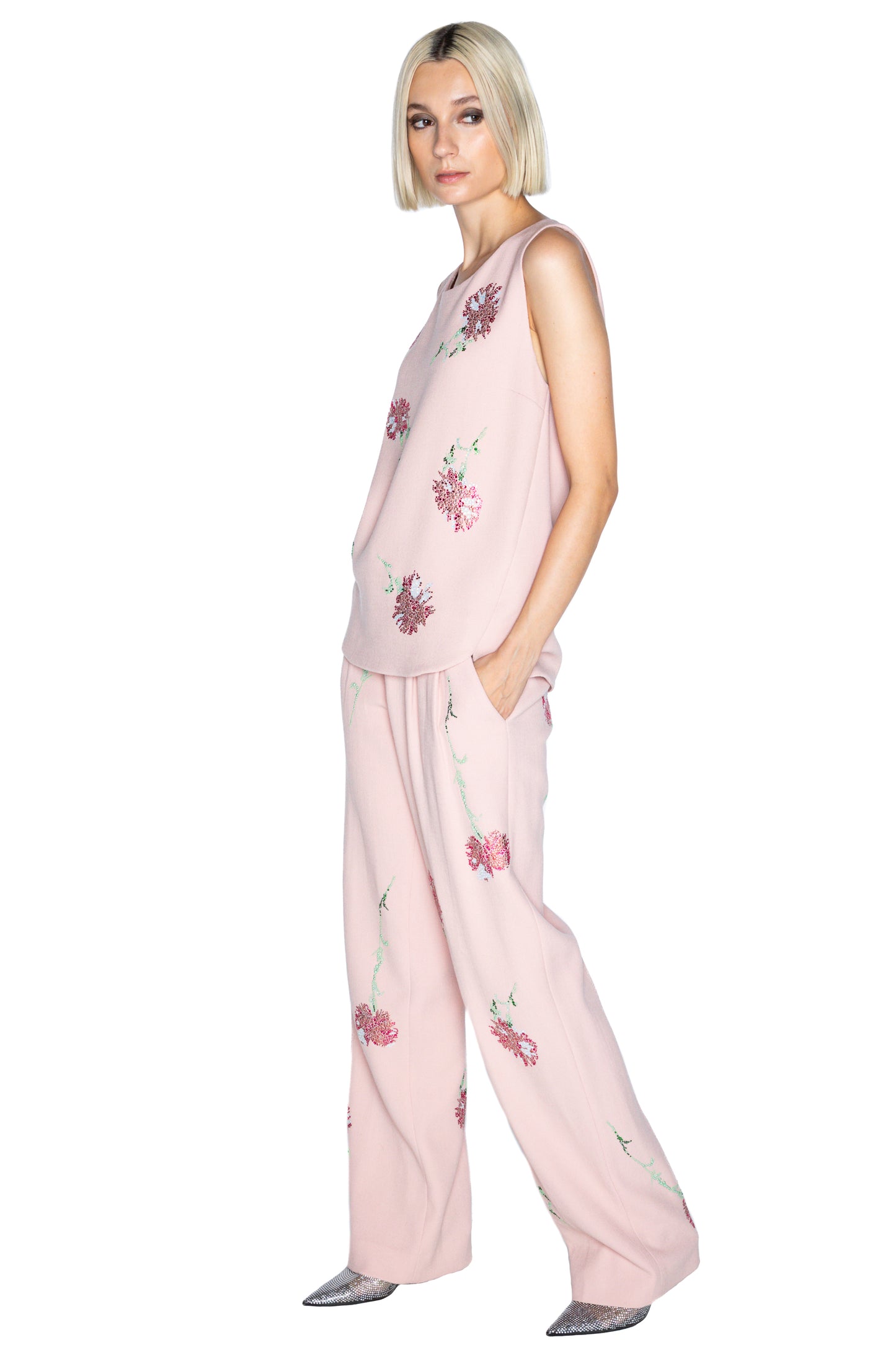 'CECIL BEATON PINK CARNATION' PLEATED PANT - - Libertine