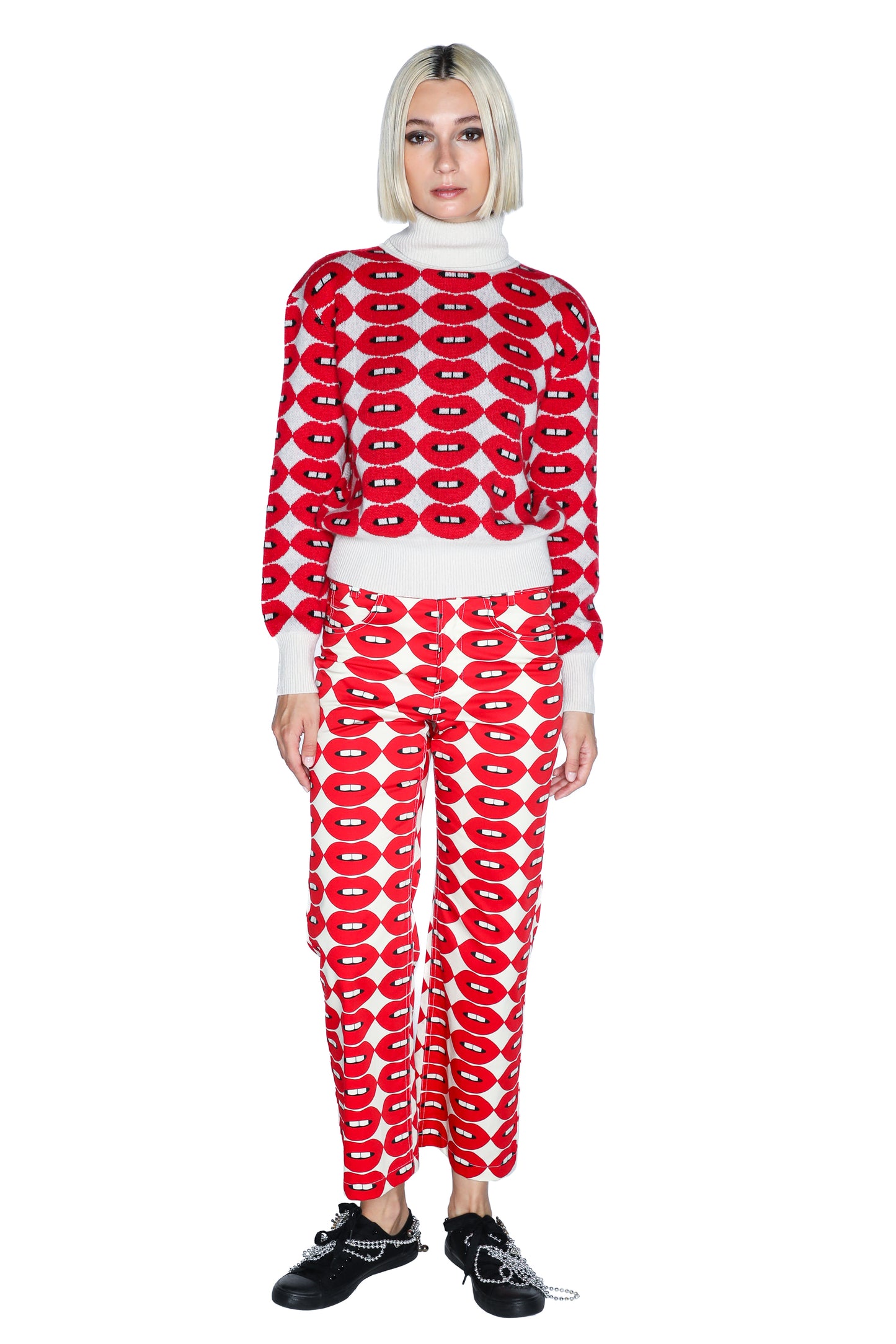 'FRENCH KISSING IN THE USA' CROPPED WIDE LEG PANT - - Libertine