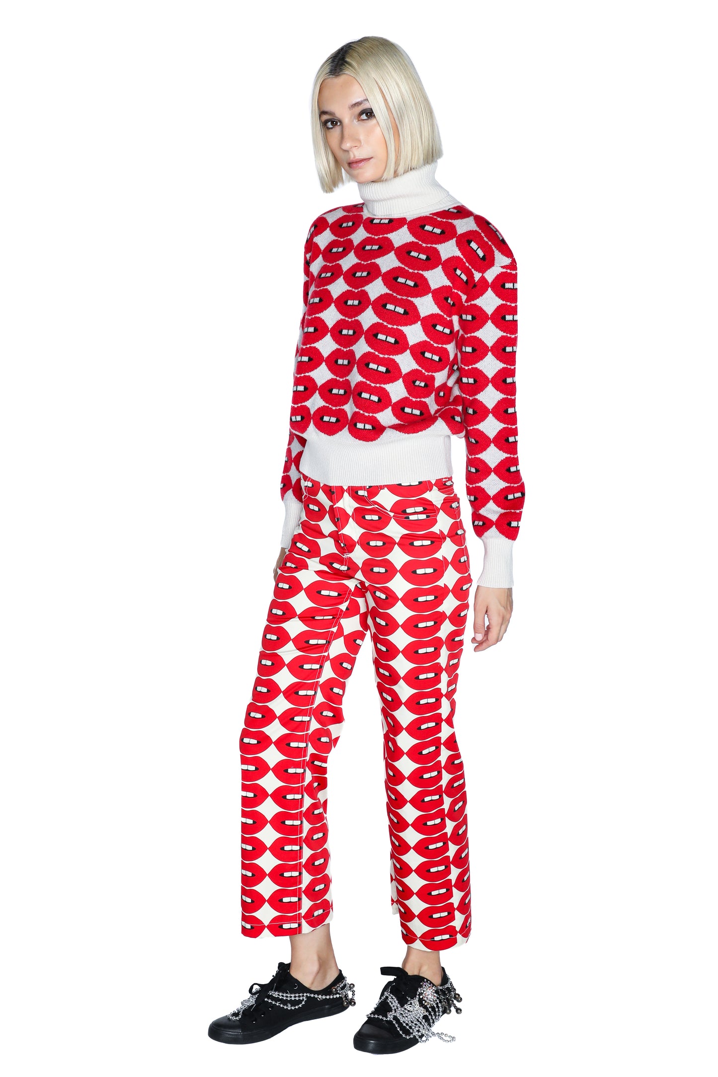 'FRENCH KISSING IN THE USA' CROPPED WIDE LEG PANT - - Libertine