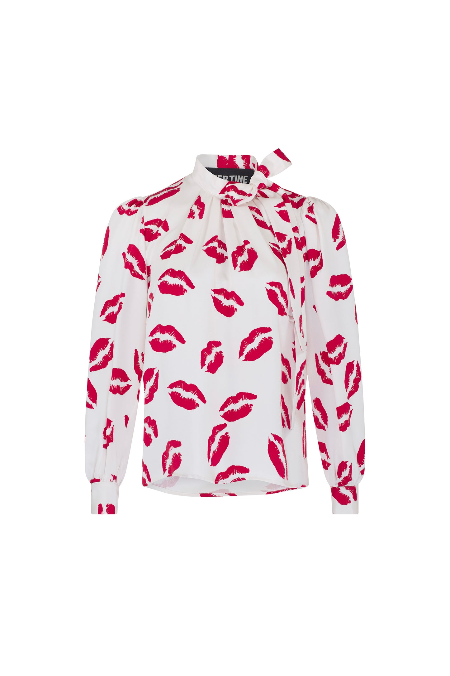 'BISOU' PRINT TIE COLLAR BLOUSE - TOPS - Libertine