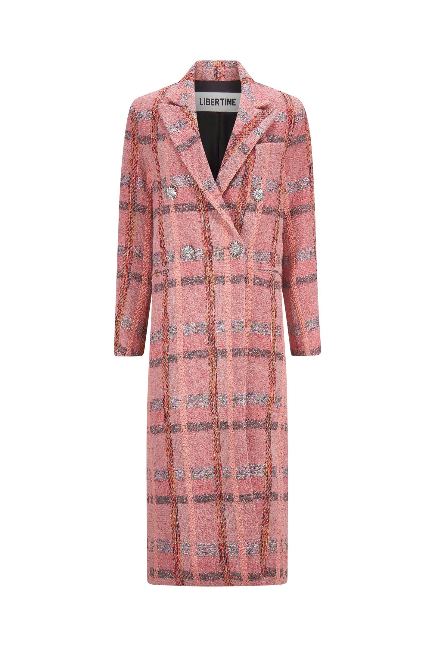 'PINK BOUCLE' MIDI LENGTH DOUBLE BREASTED COAT - - Libertine