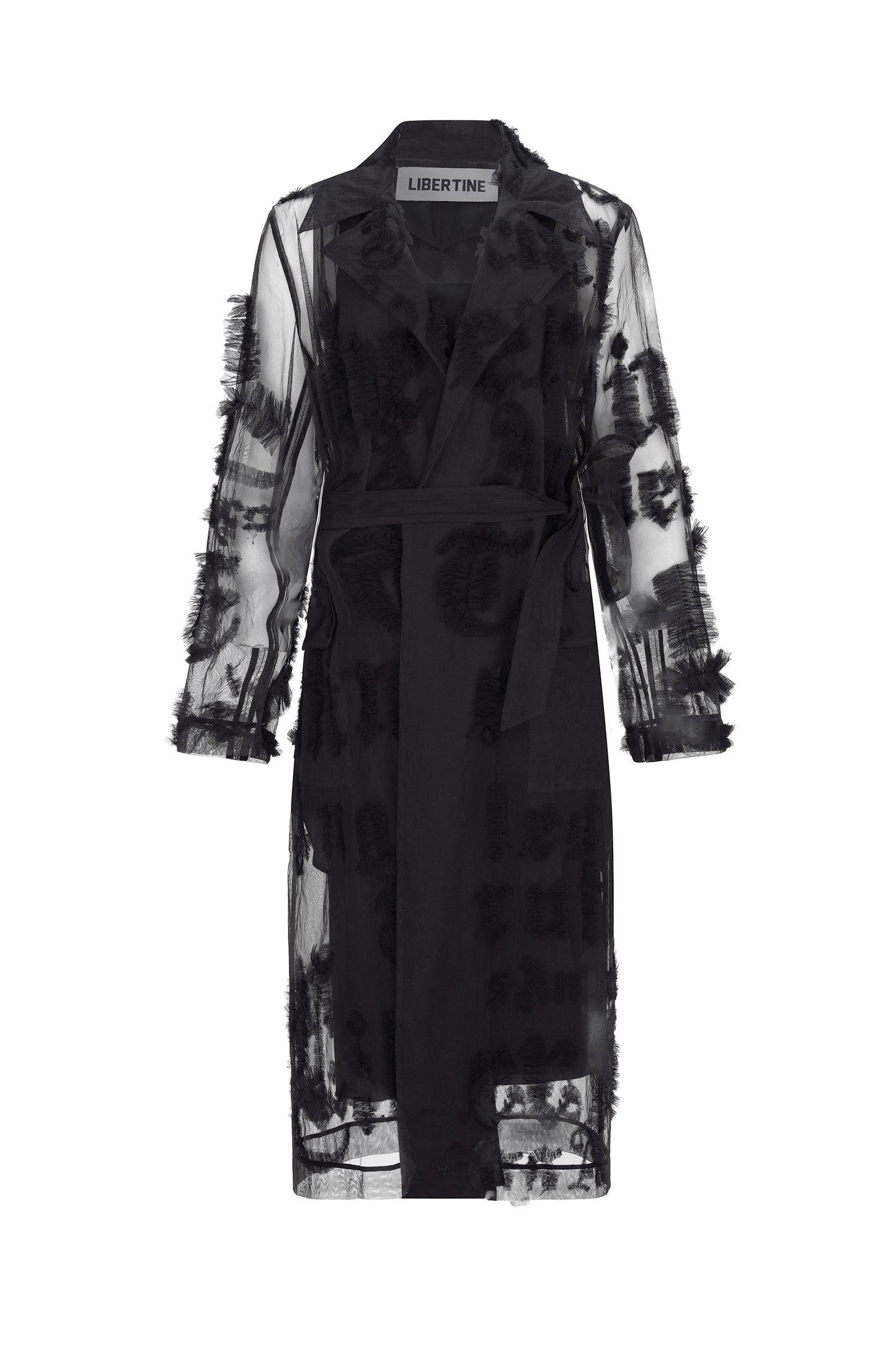 'GOTHIC TULLE' EMBELLISHED LONG TRENCH COAT - - Libertine
