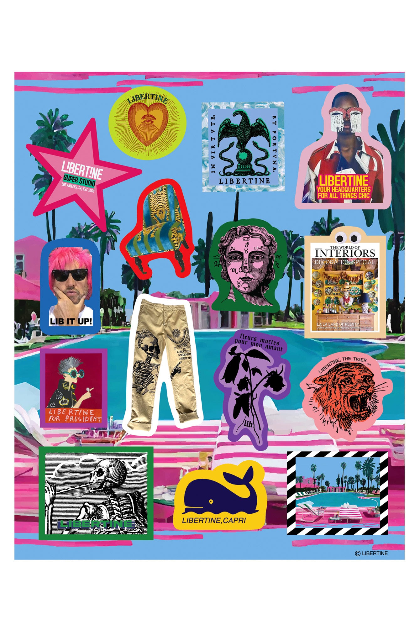 POOLSIDE STICKER SHEET - - Libertine