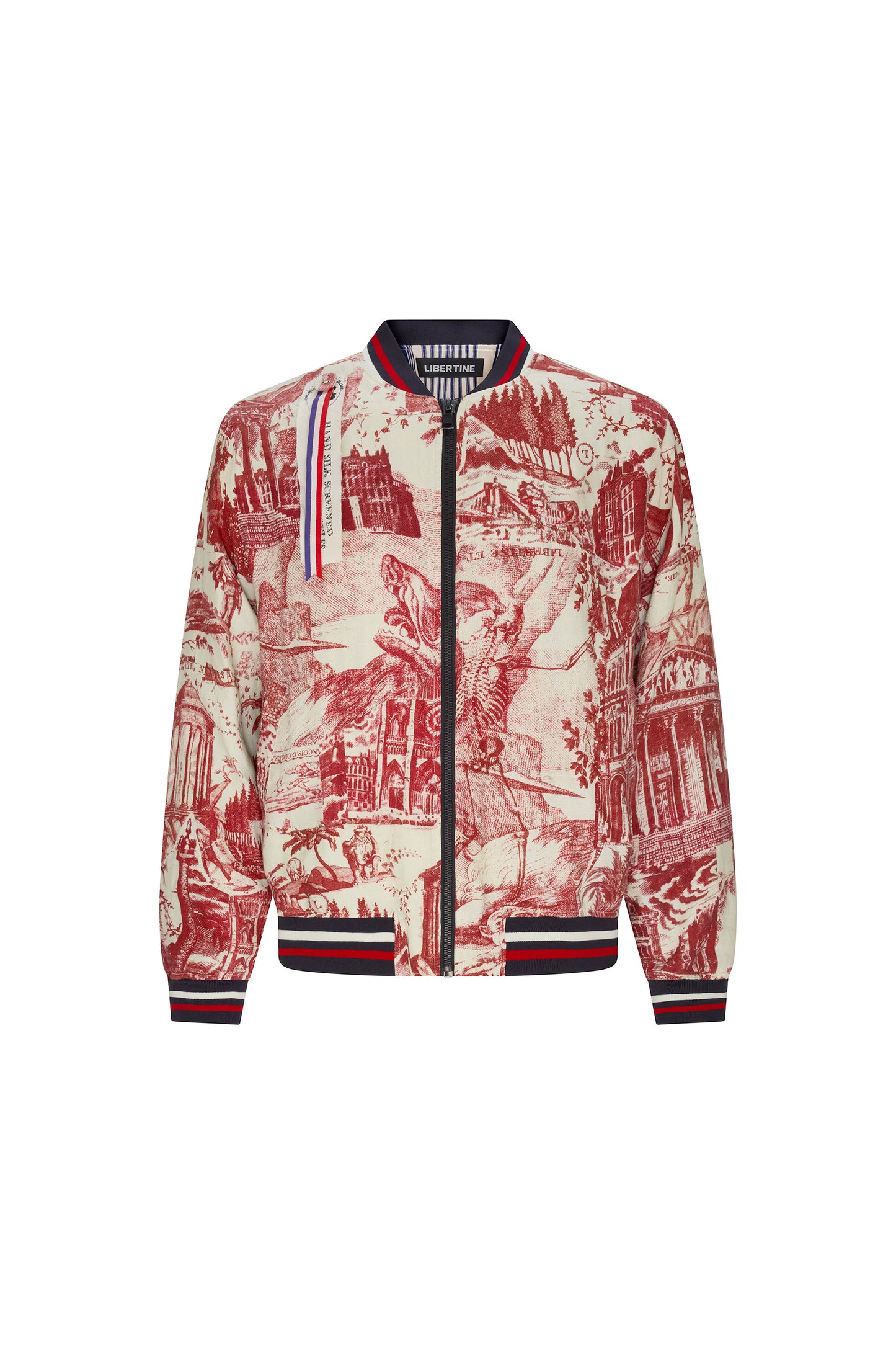 'Toile De Nantes' Bomber Jacket with Silk Screen Mélange - Men's Jackets & Coats - Libertine