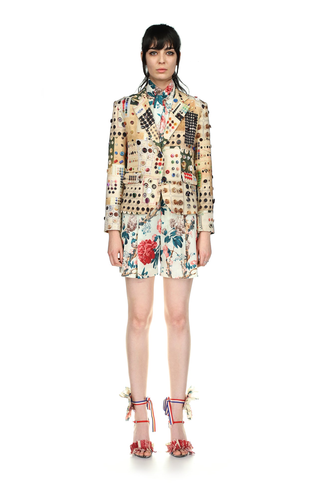 'Button Card Shoppe' Blazer with Button Embellishment - BLAZERS - Libertine