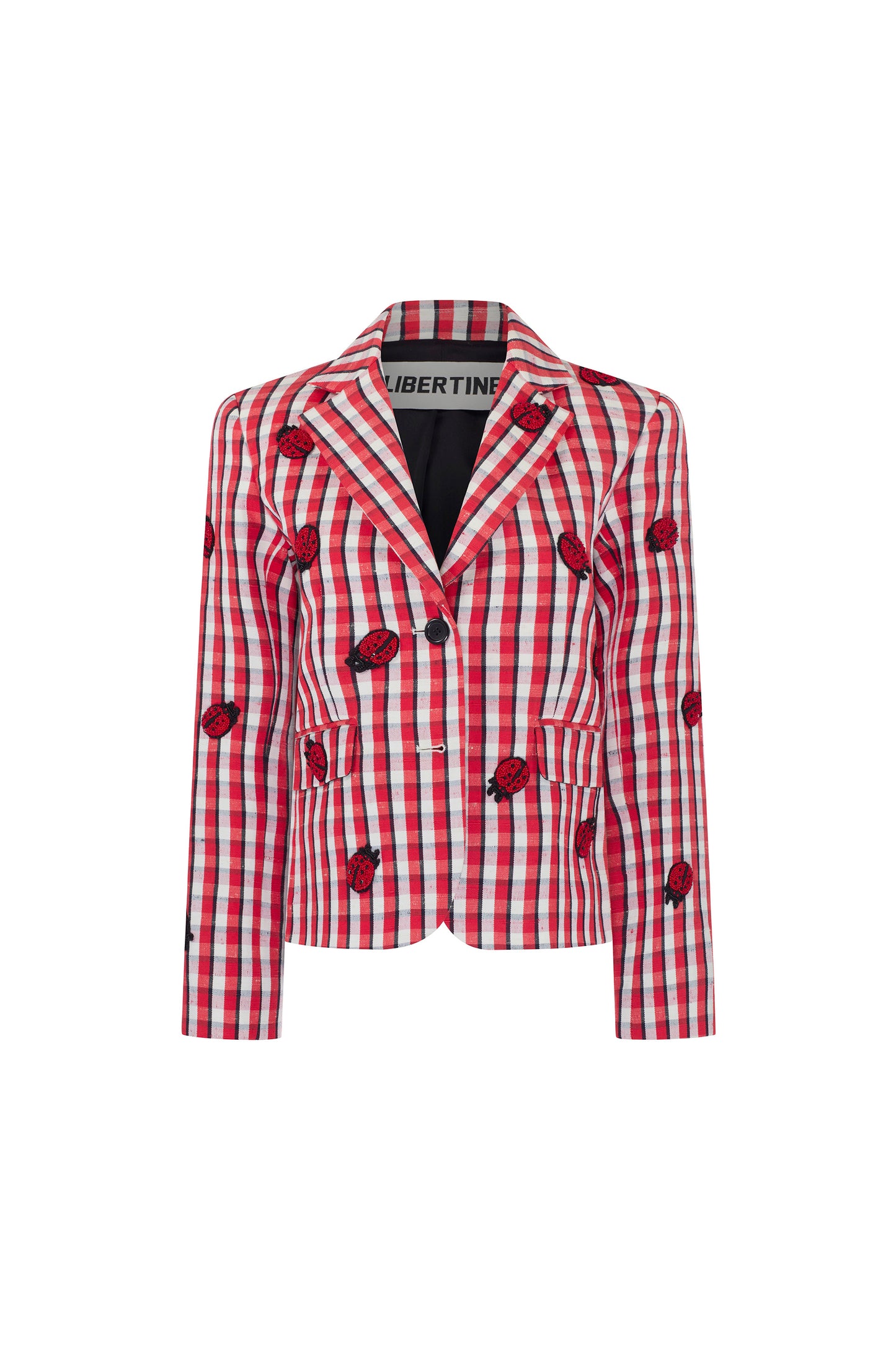 'LADYBUG SUMMER CHECK' L/S SHORT BLAZER - - Libertine