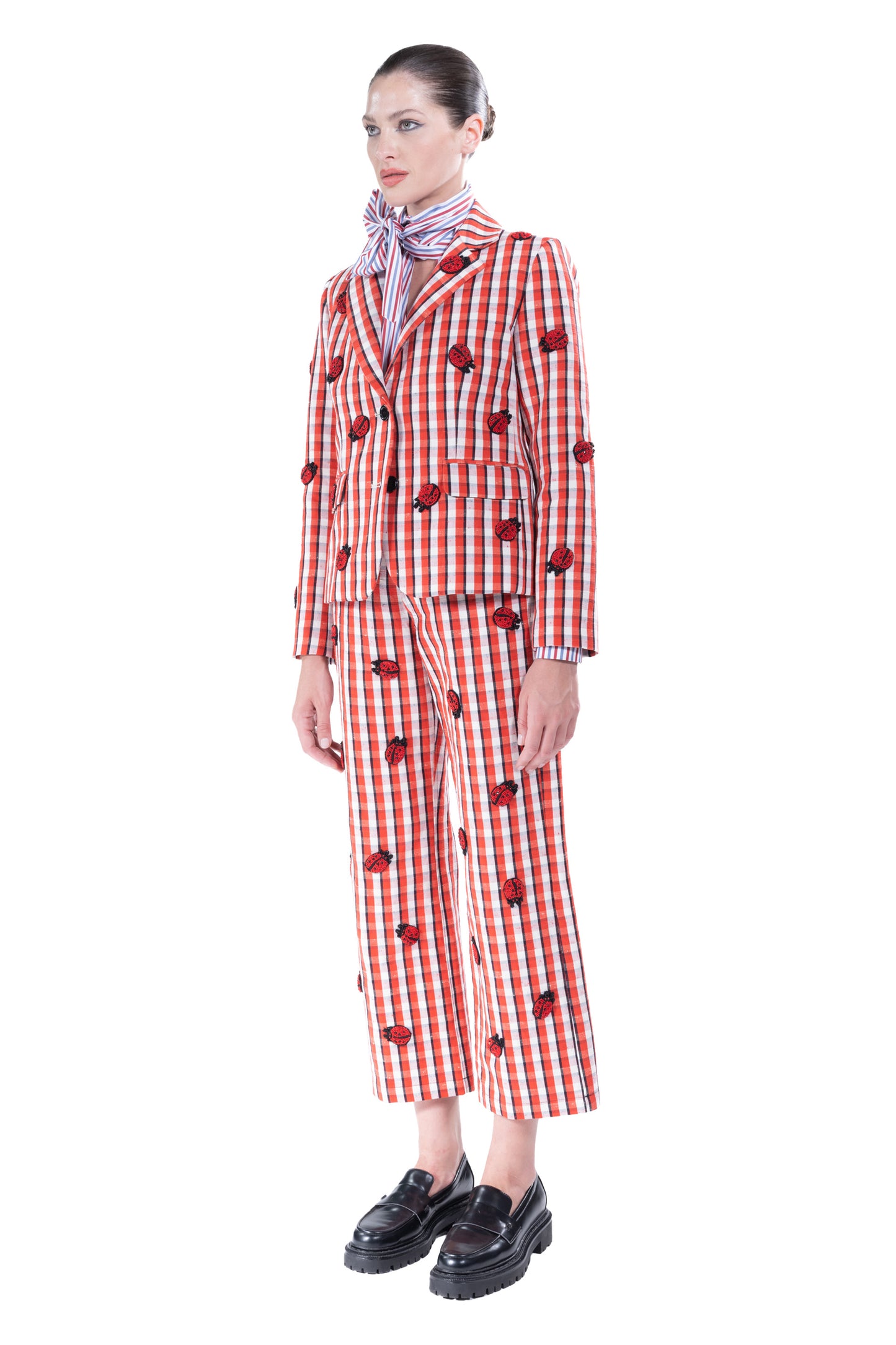 'LADYBUG SUMMER CHECK' L/S SHORT BLAZER - - Libertine