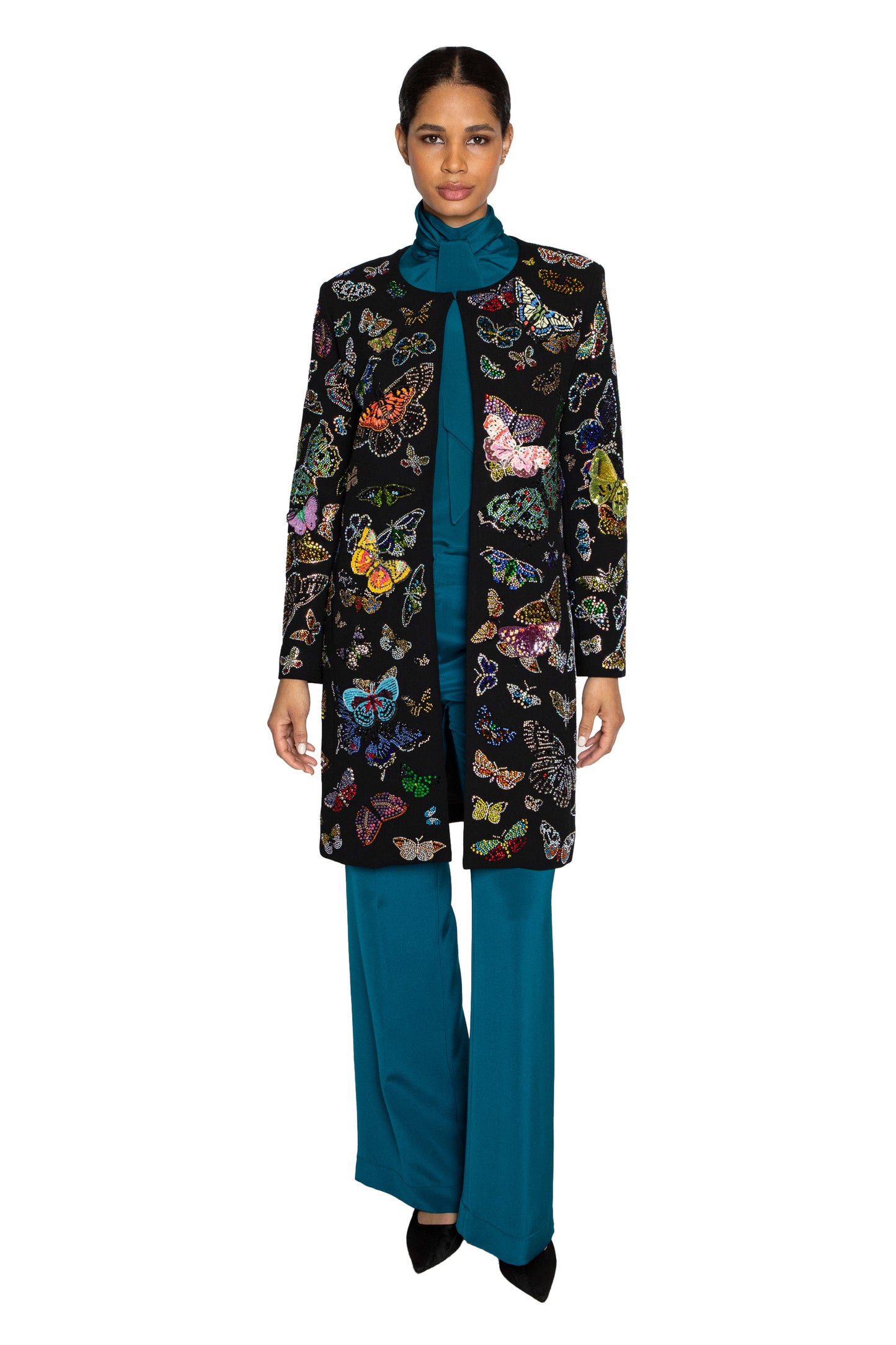 'Millions of Butterflies' Classic Collarless Coat - - Libertine