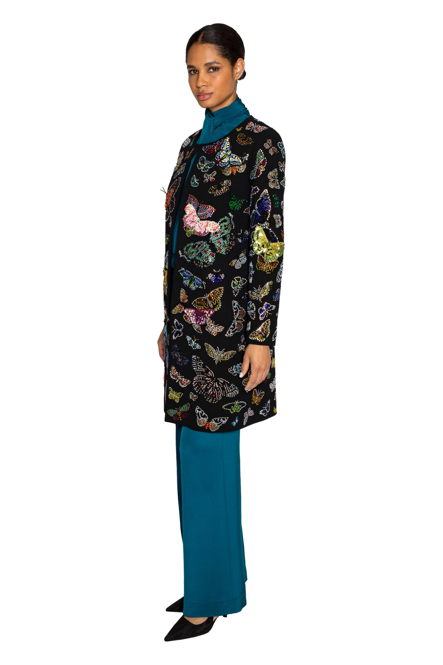 'Millions of Butterflies' Classic Collarless Coat - - Libertine