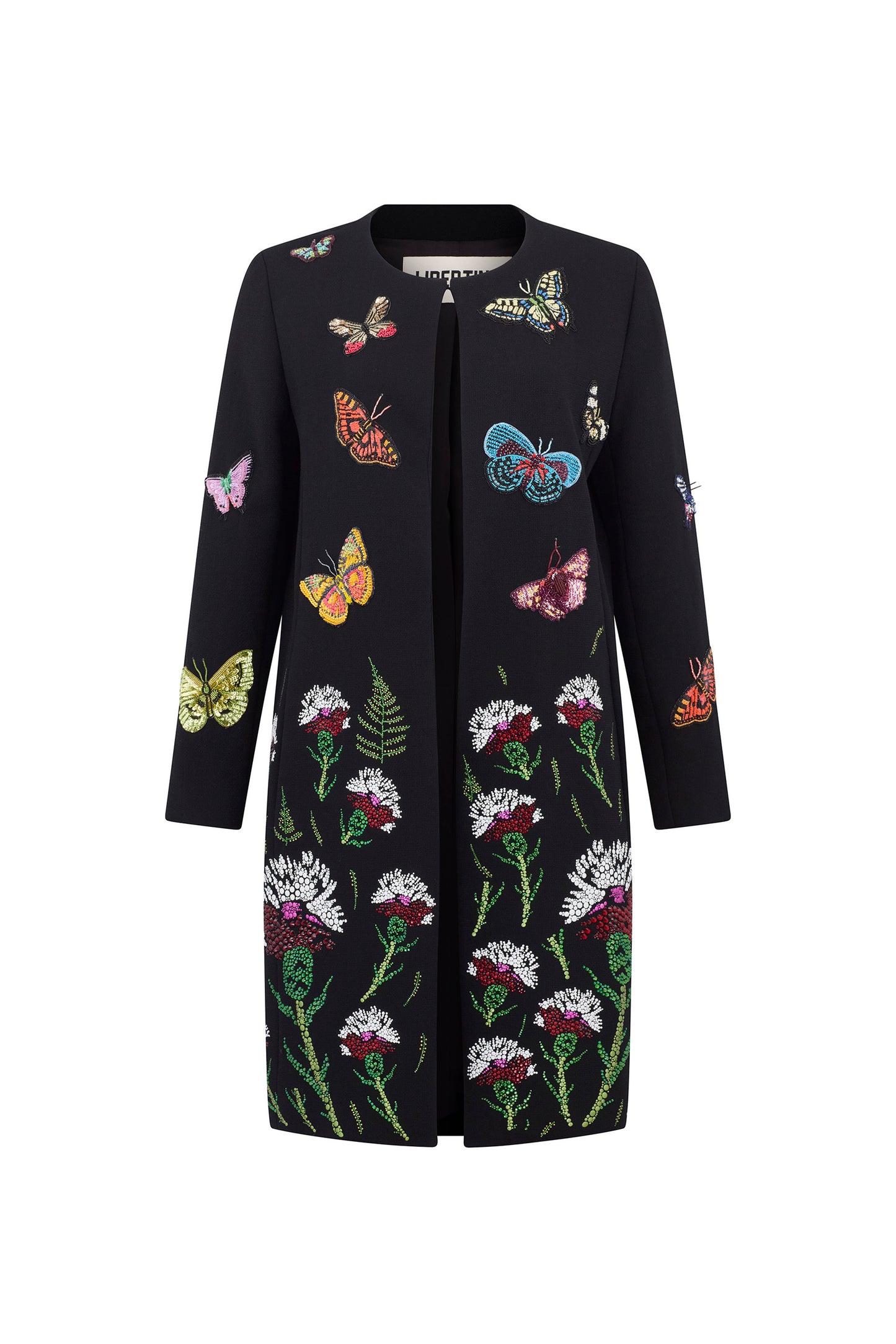 'Millions of Butterflies & Ottoman Carnation' Classic Collarless Coat - - Libertine