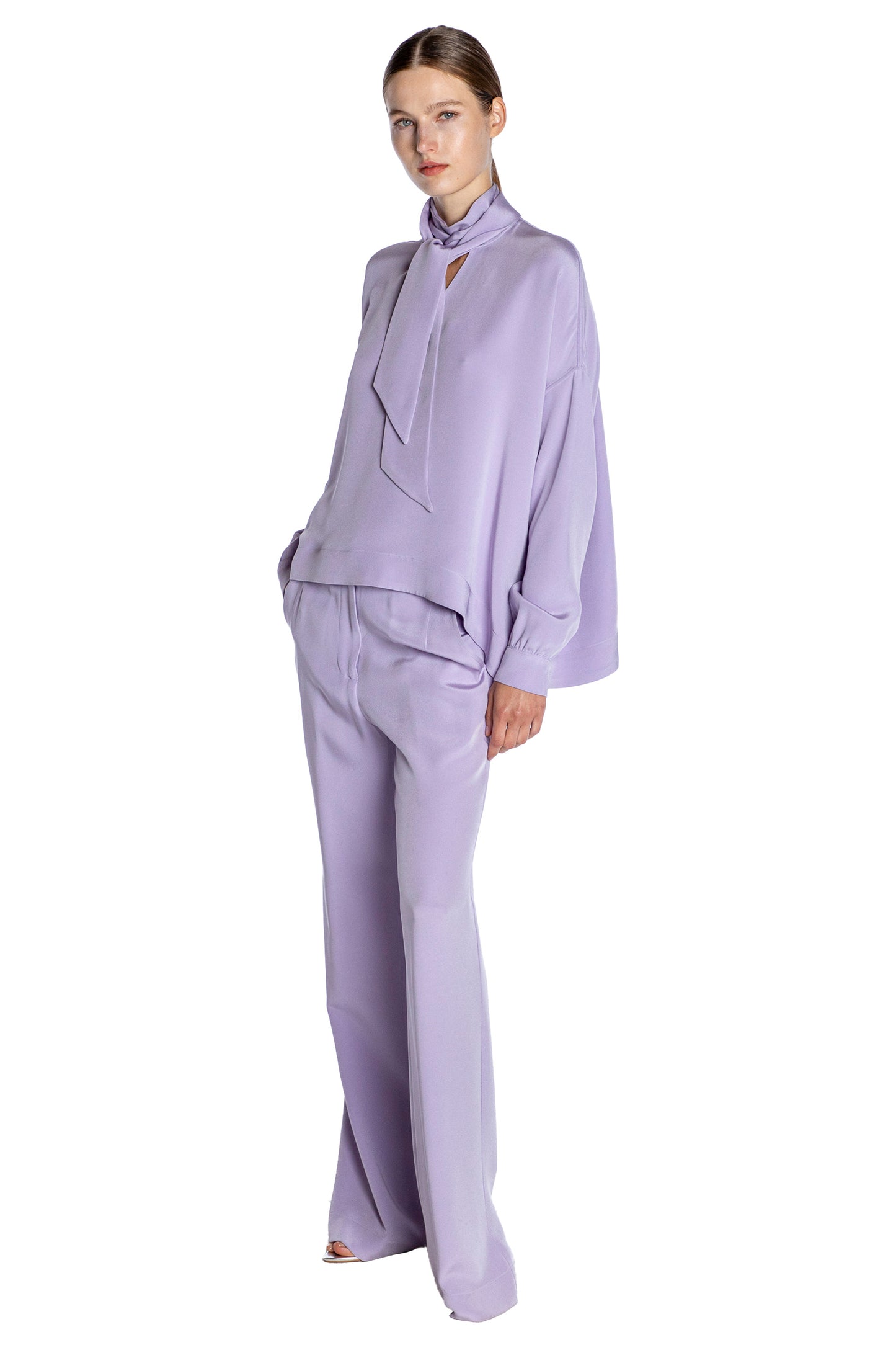 'Powdered Violet' Tie Blouse - - Libertine