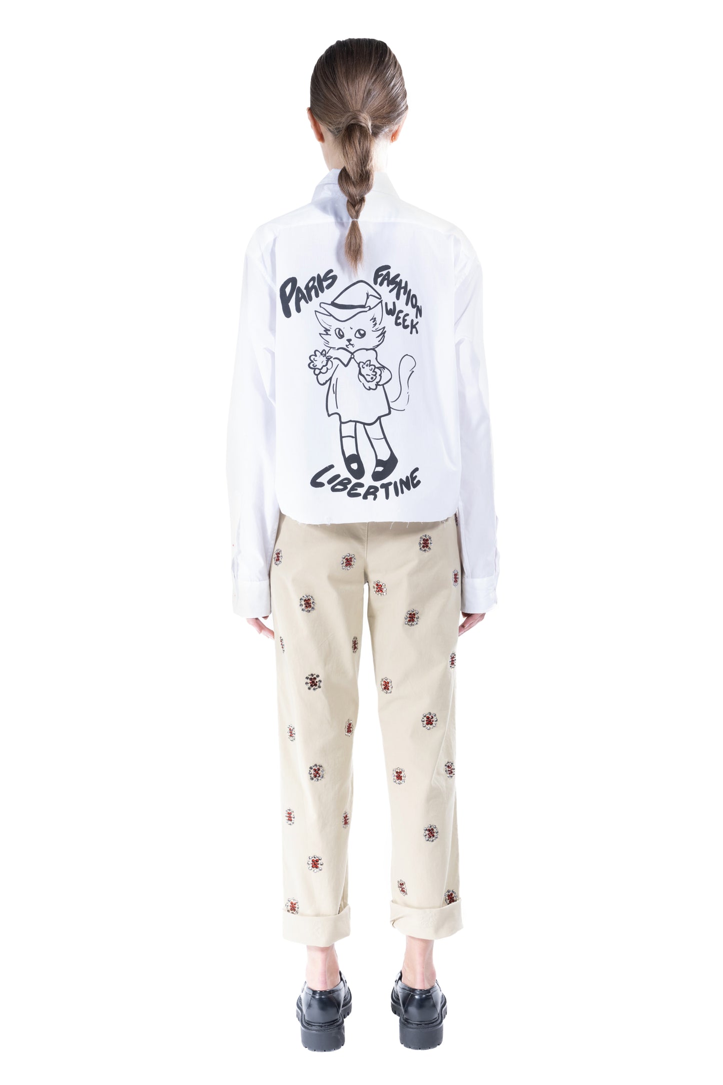 'PARIS FASHION WEEK' CROPPED CLASSIC SHIRT - - Libertine