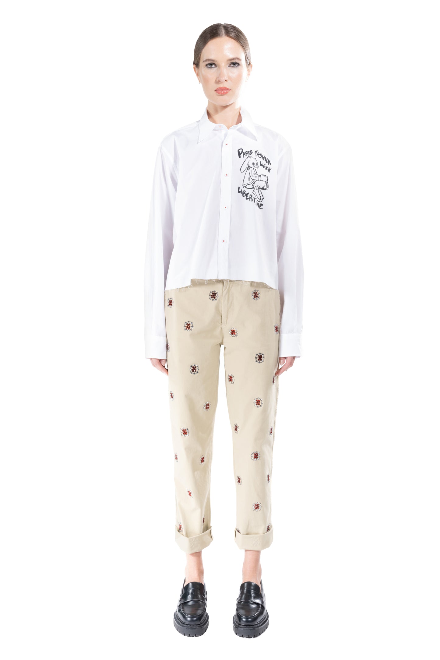 'PARIS FASHION WEEK' CROPPED CLASSIC SHIRT - - Libertine
