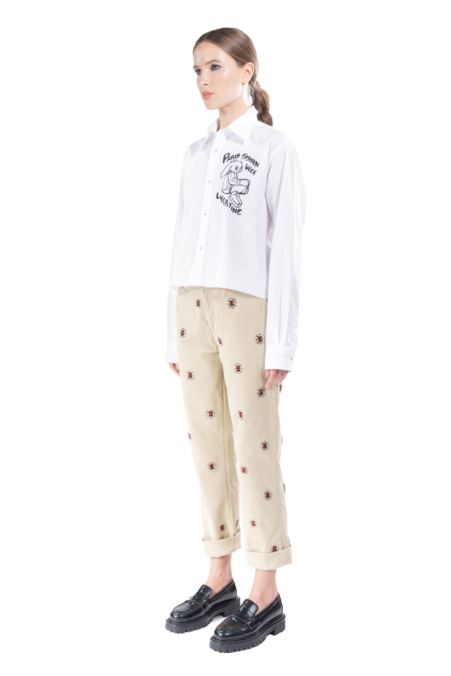 'PARIS FASHION WEEK' CROPPED CLASSIC SHIRT - - Libertine