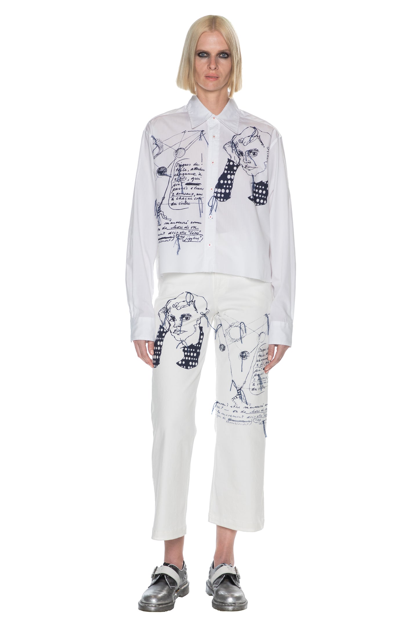 'SKETCHY' CROPPED CLASSIC SHIRT - - Libertine