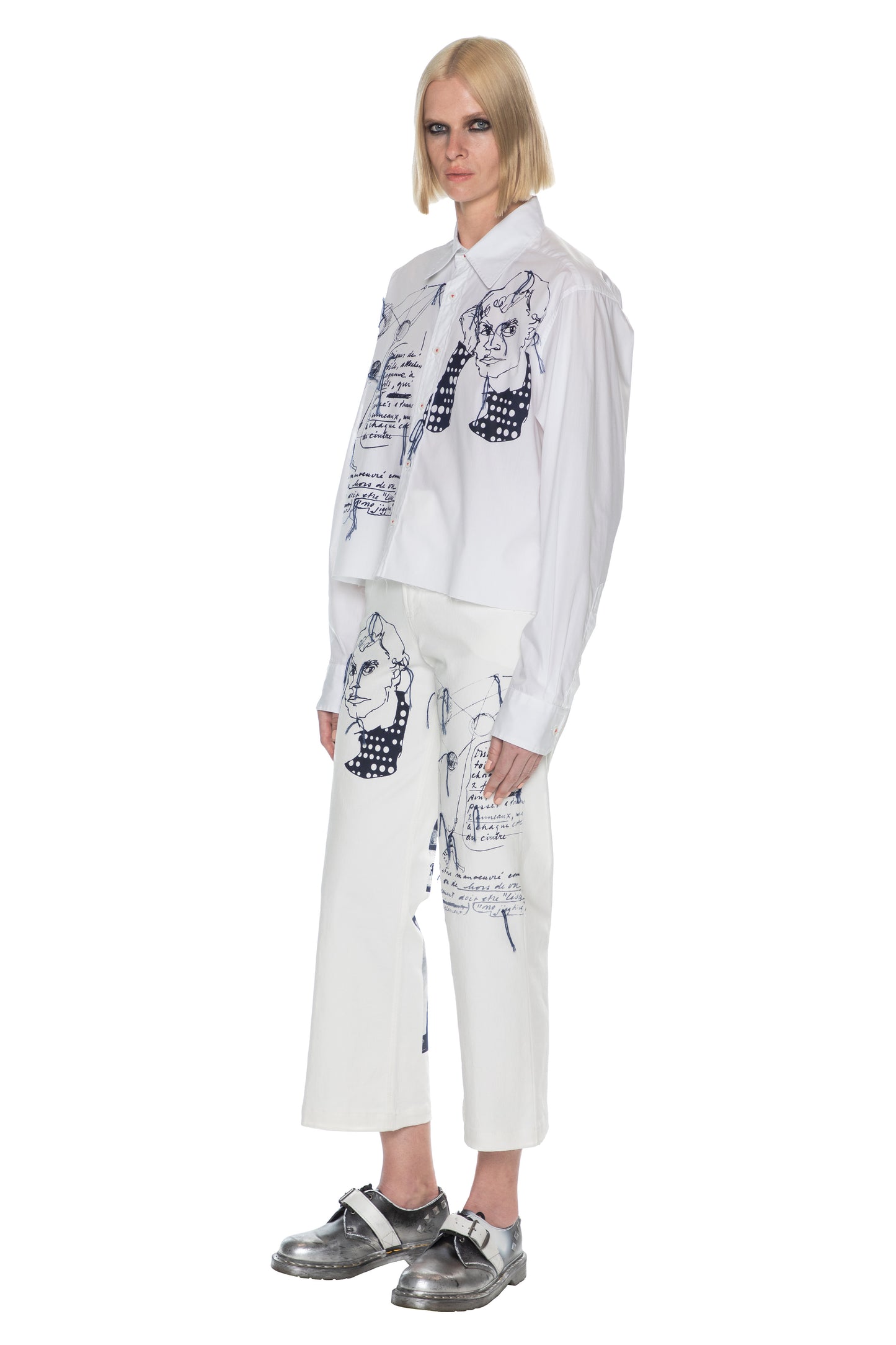 'SKETCHY' CROPPED CLASSIC SHIRT - - Libertine