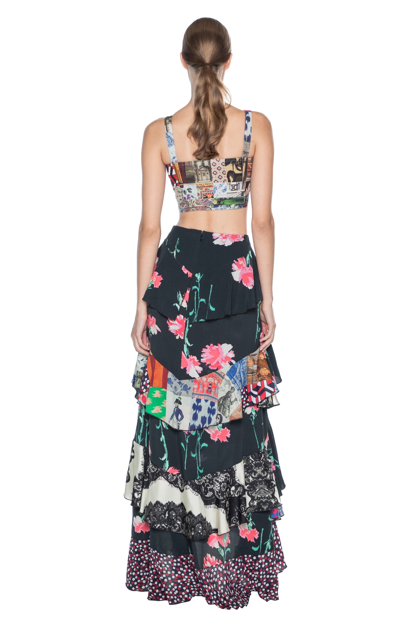 'MASH UP' LONG RUFFLE SKIRT - - Libertine