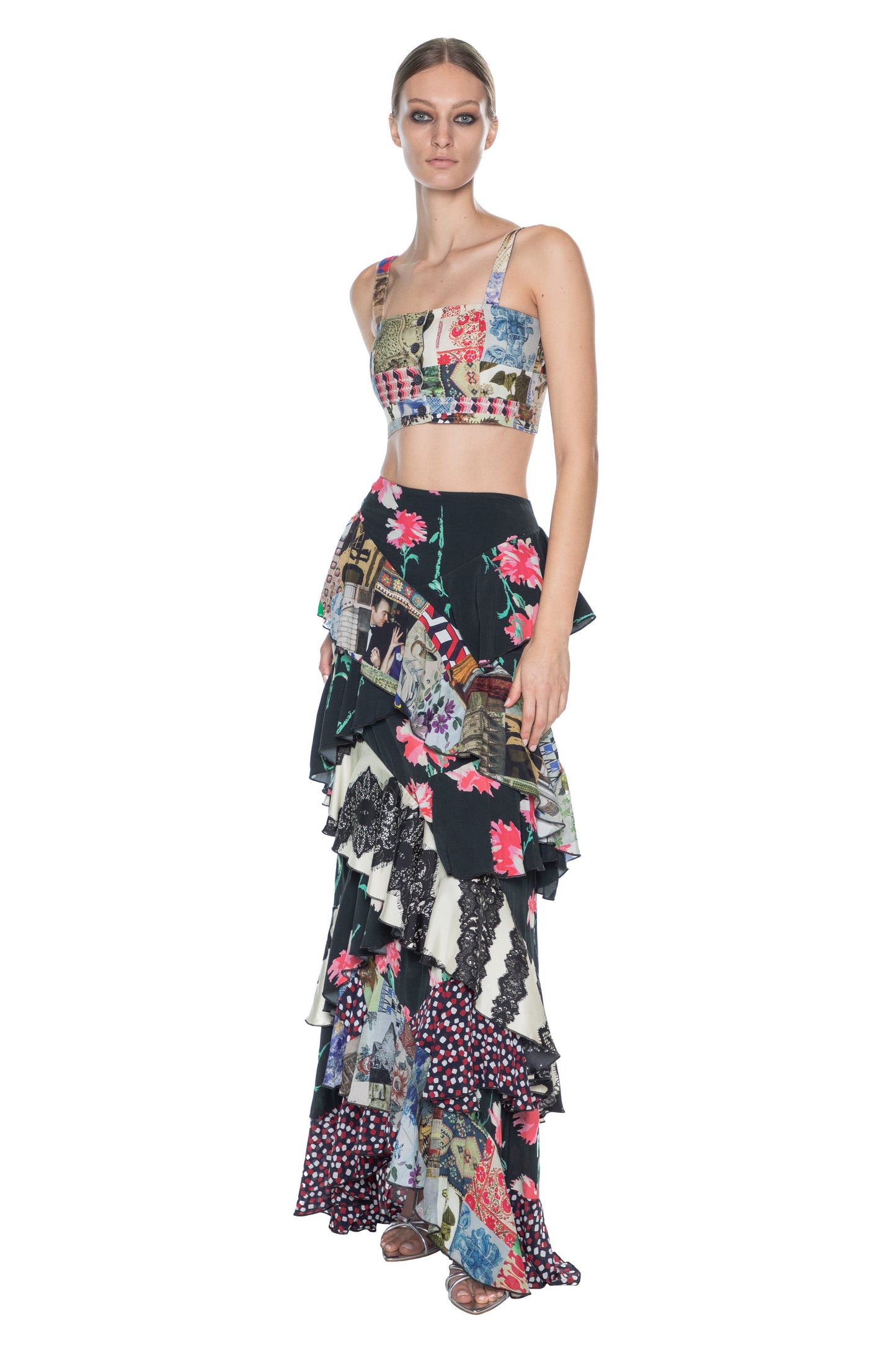 'MASH UP' LONG RUFFLE SKIRT - - Libertine