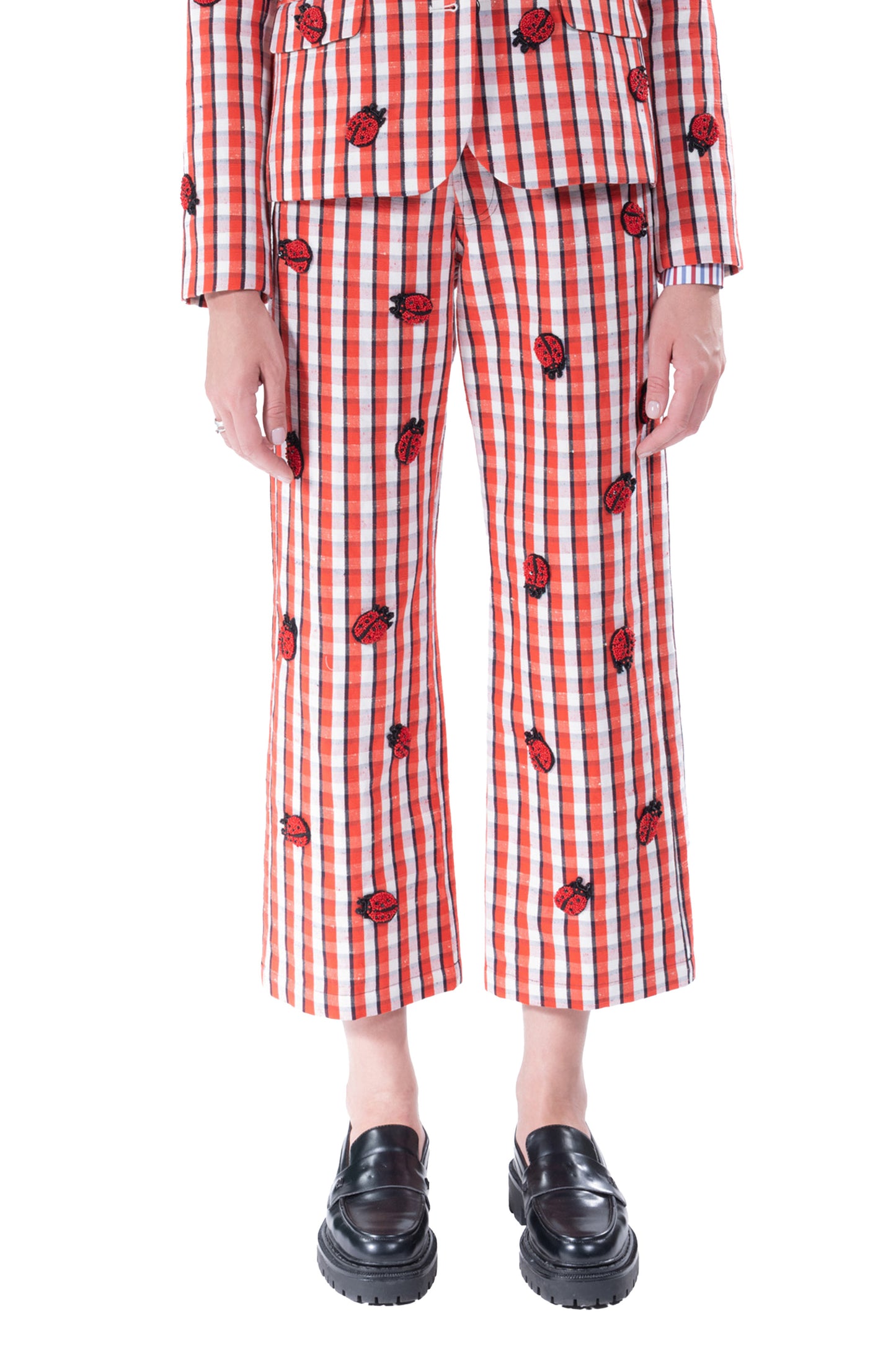 'LADYBUG SUMMER CHECK' CROPPED WIDE LEG PANT - - Libertine
