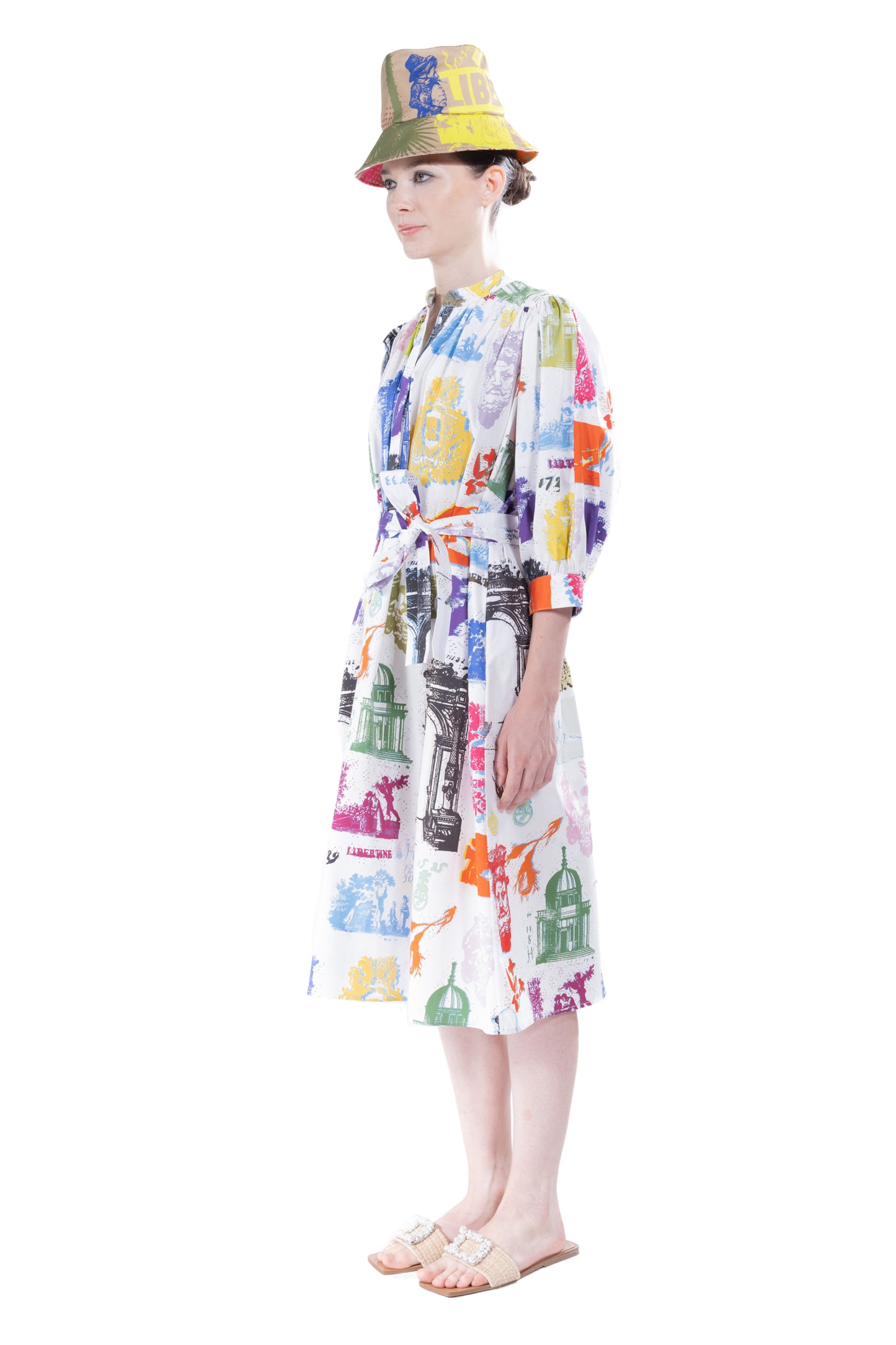 'L'ARC DE LIBERTINE' PUFF SLEEVE SHIRT DRESS - - Libertine