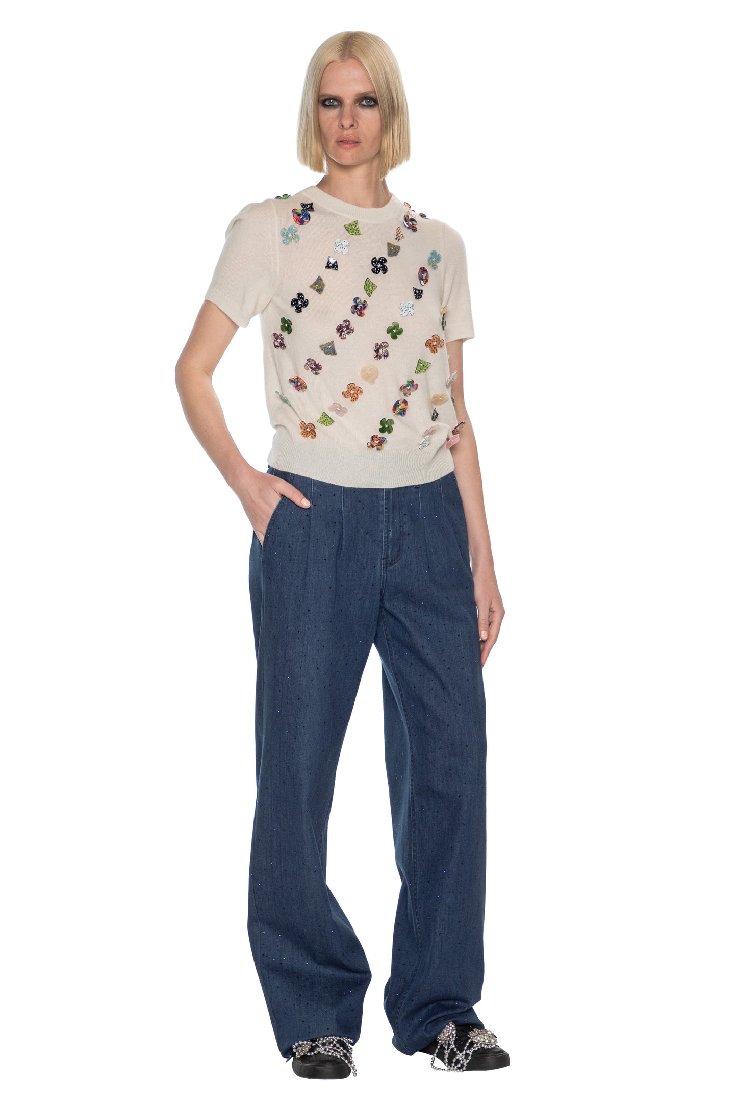 'BUTTON TOWN' SHORT SLEEVE PULLOVER - Women's Knits - Libertine