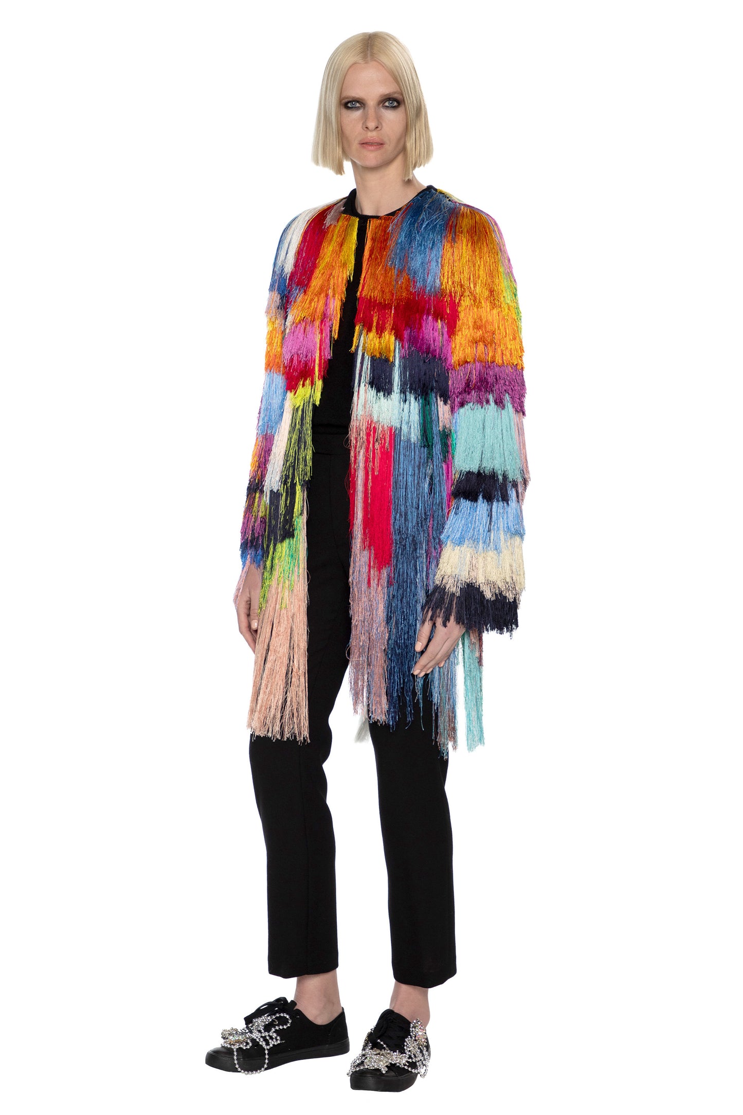 'FRINGE WITH BENEFITS' COLLARLESS JACKET - - Libertine